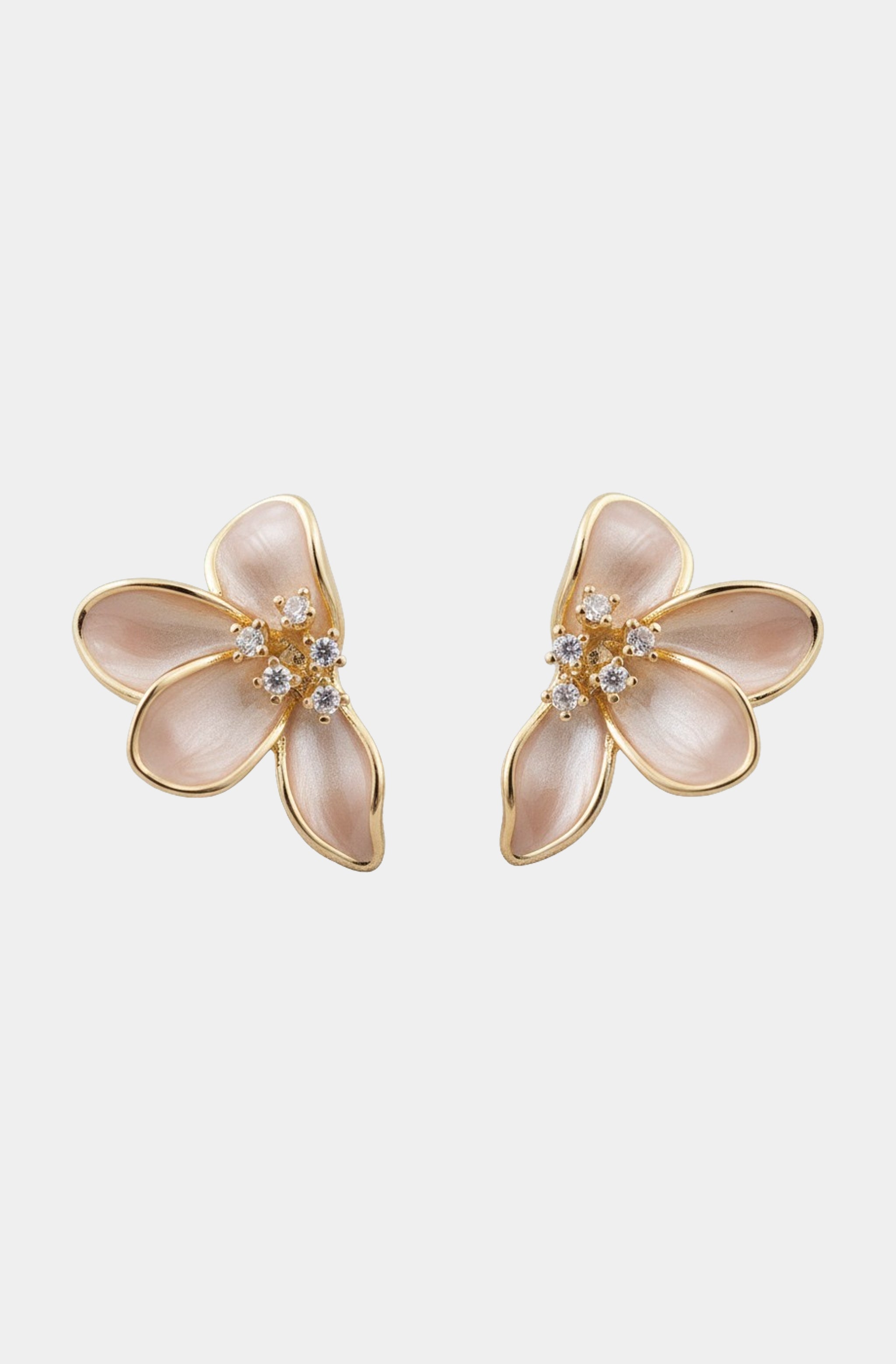 Vintage Inspired Enamel Magnolia Stud Earrings