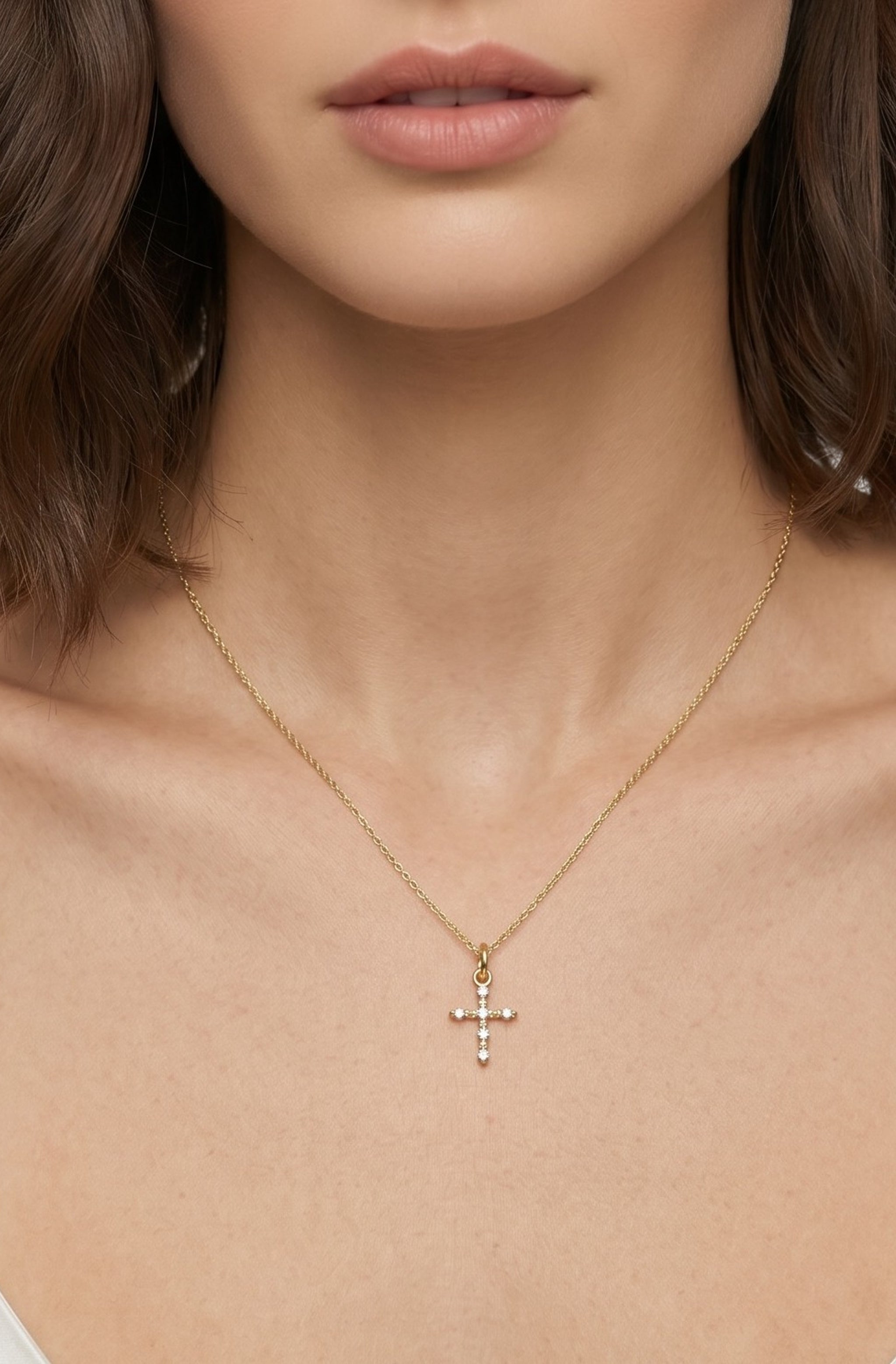 Bezel CZ Cross Necklace