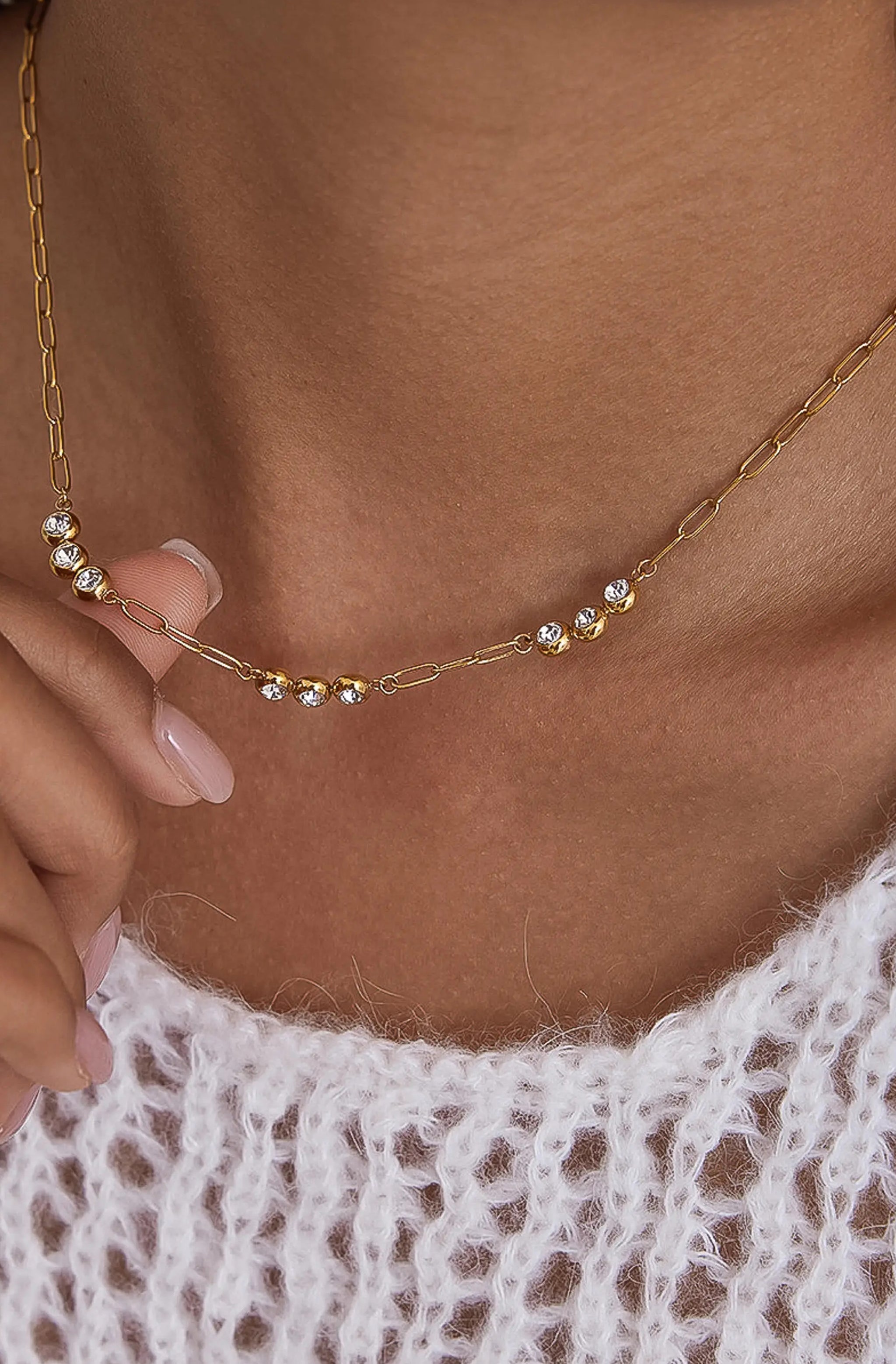 Éclaire CZ Station Chain Necklace