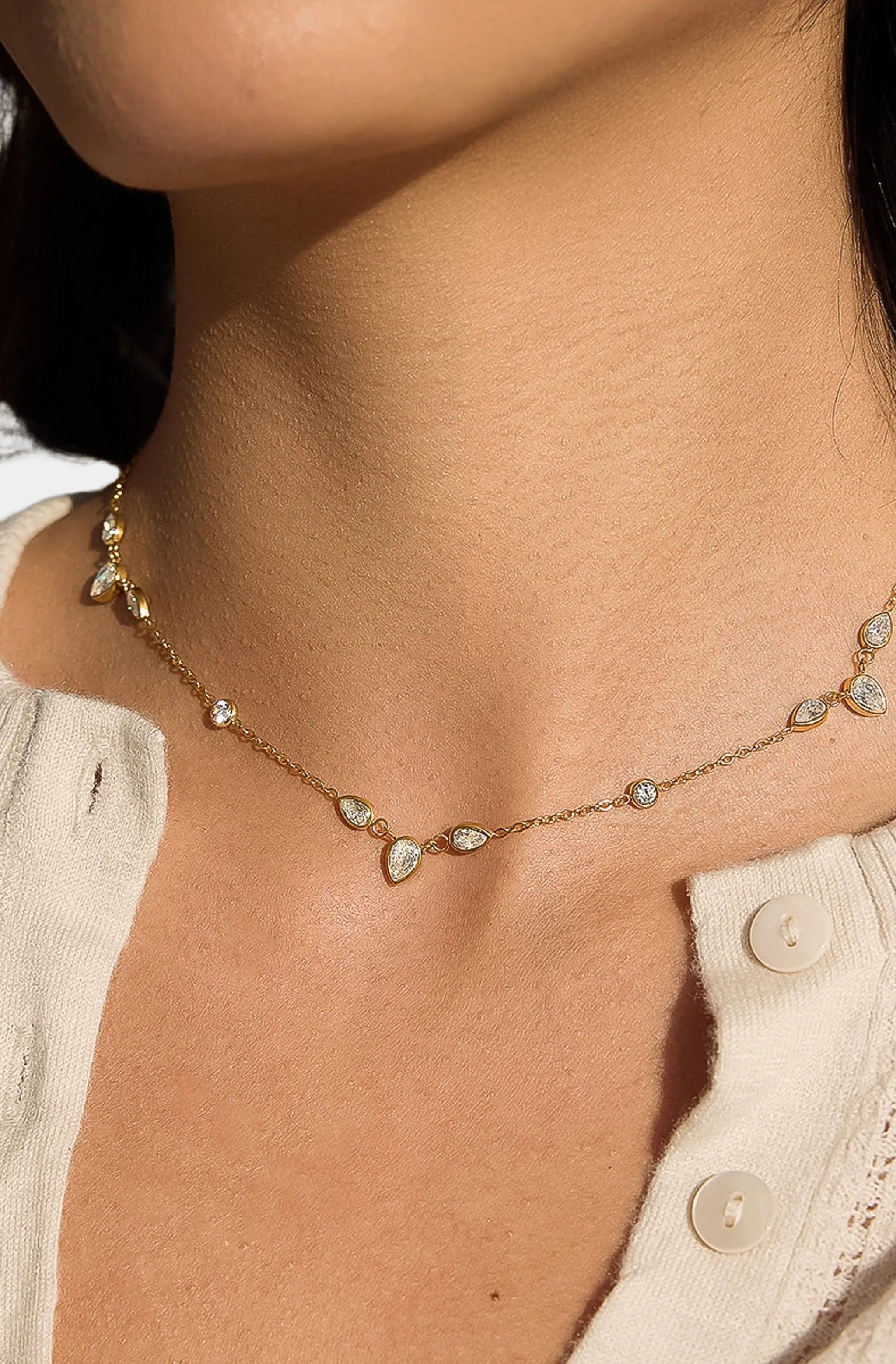 Elarae CZ Teardrop Layered Necklace