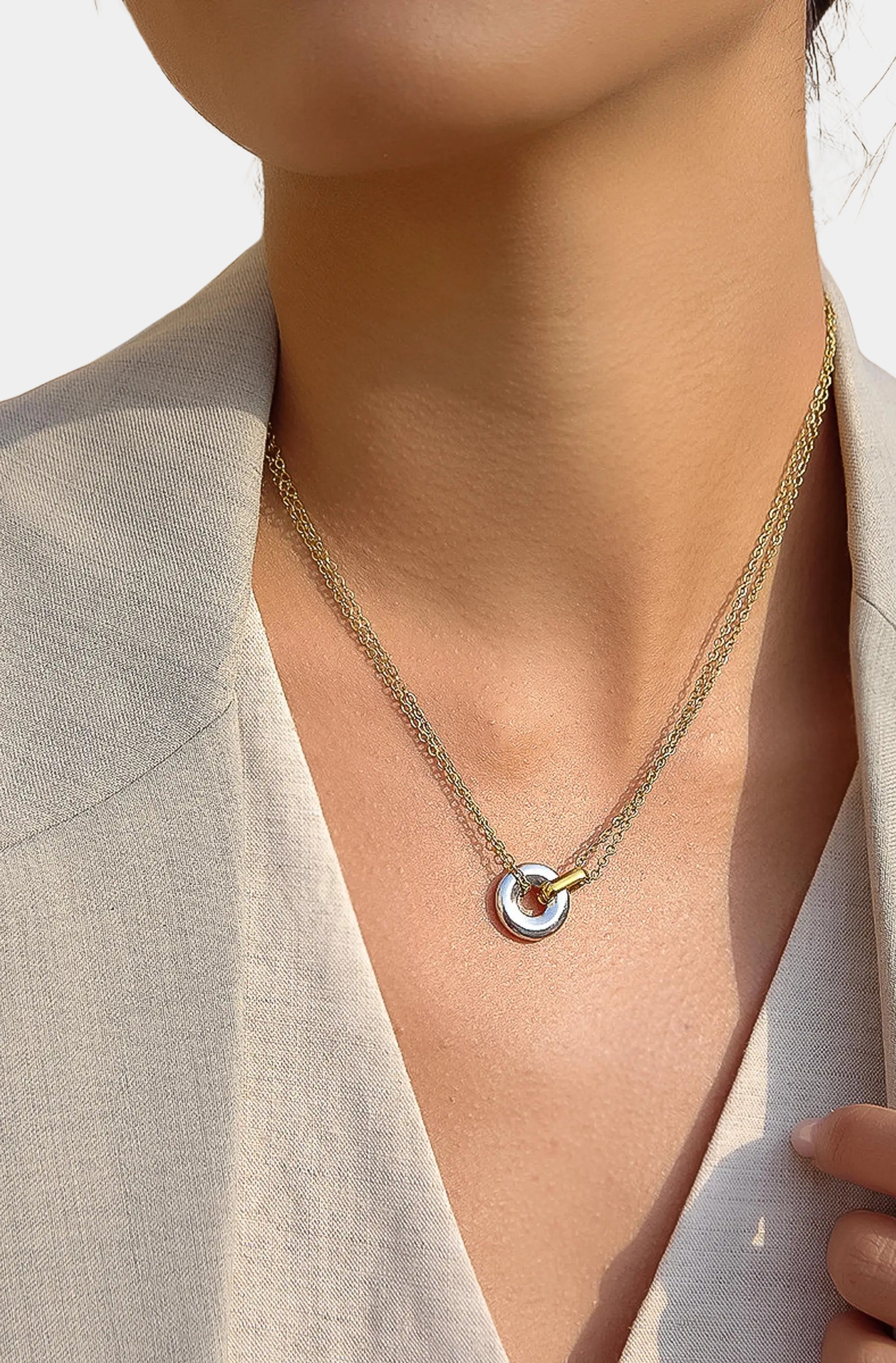 Brixton Two Tone Circle Necklace