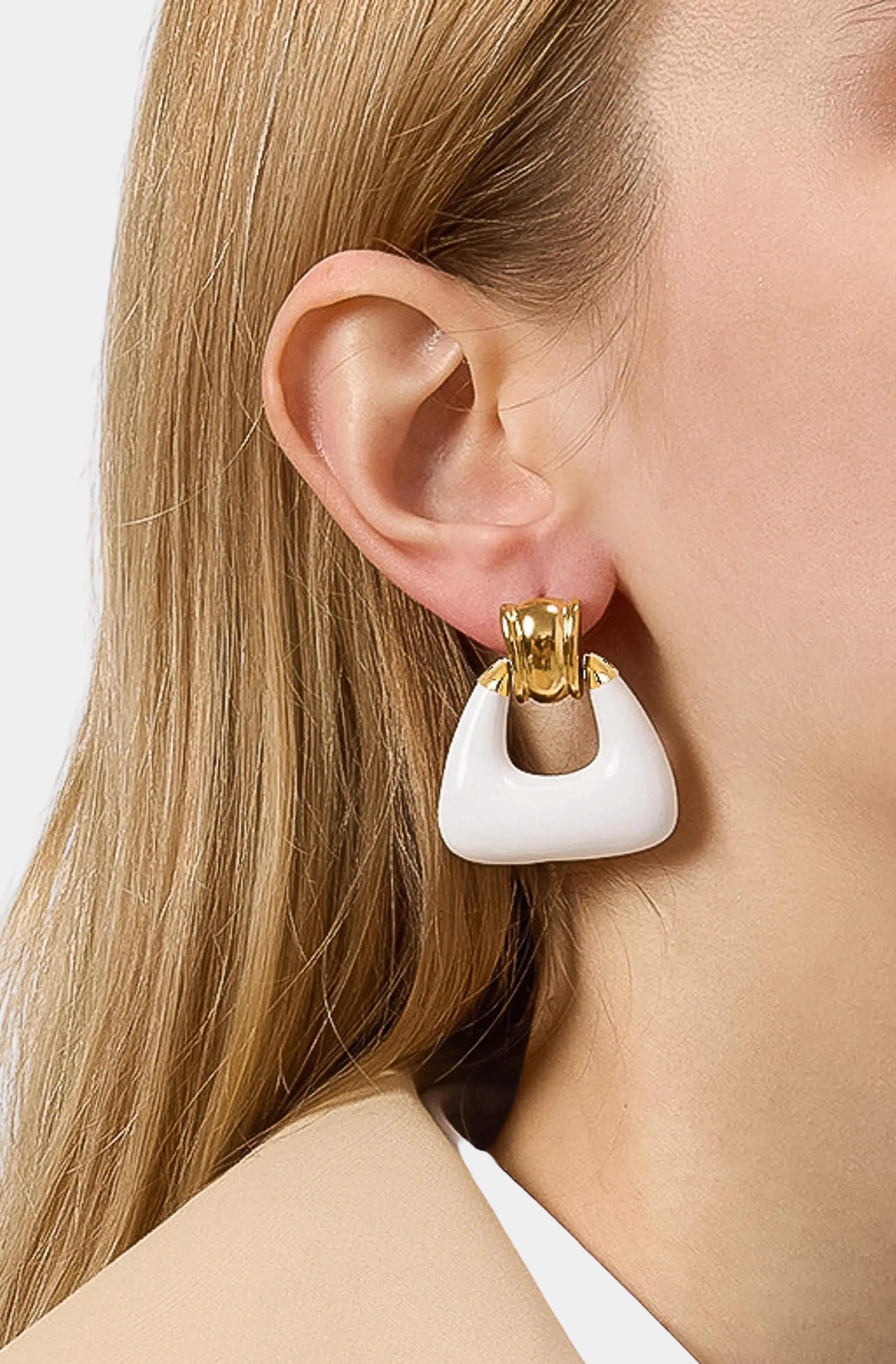 Janelle Enamel Geometric Drop Earrings