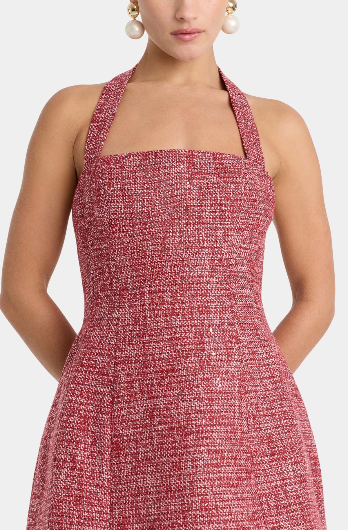 Nevelle Boucle Halter Dress