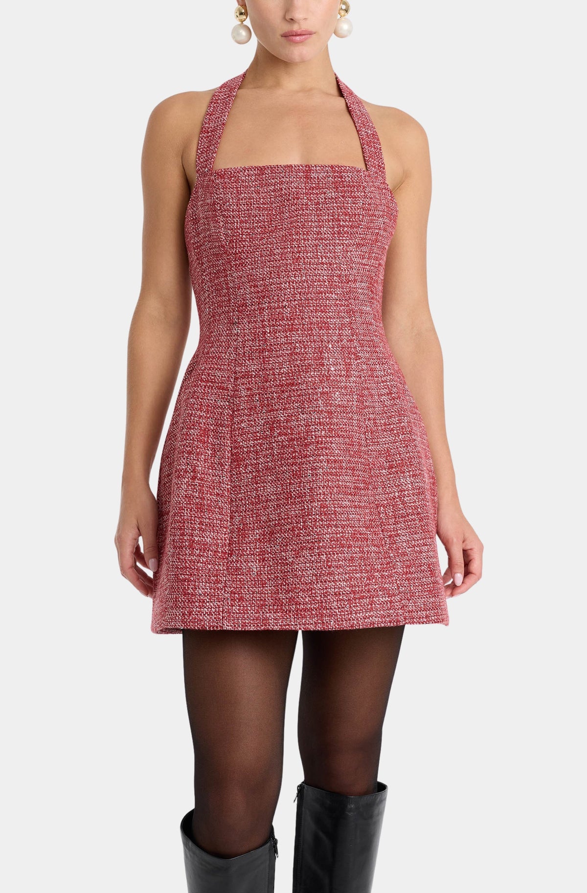 Nevelle Boucle Halter Dress