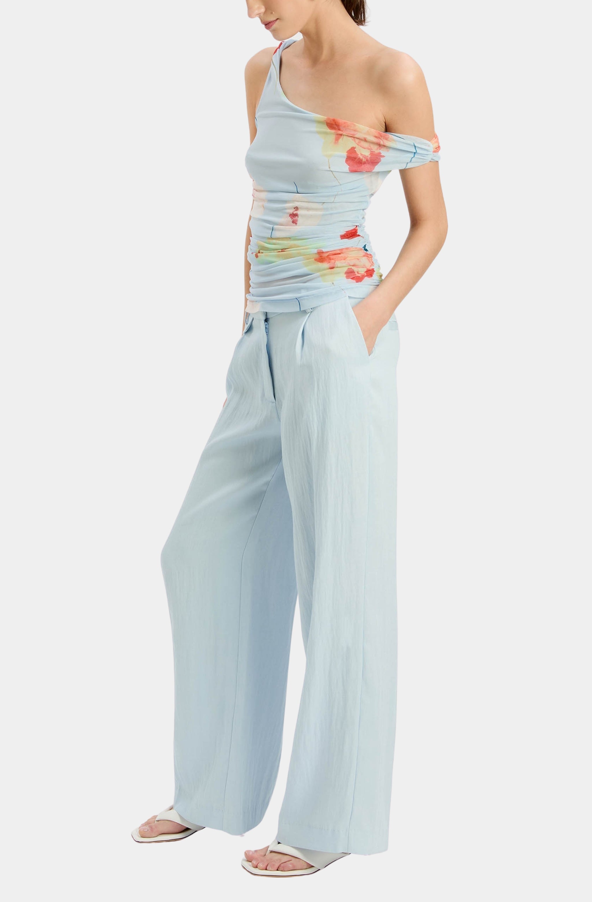 Layana Printed Mesh Asym Top