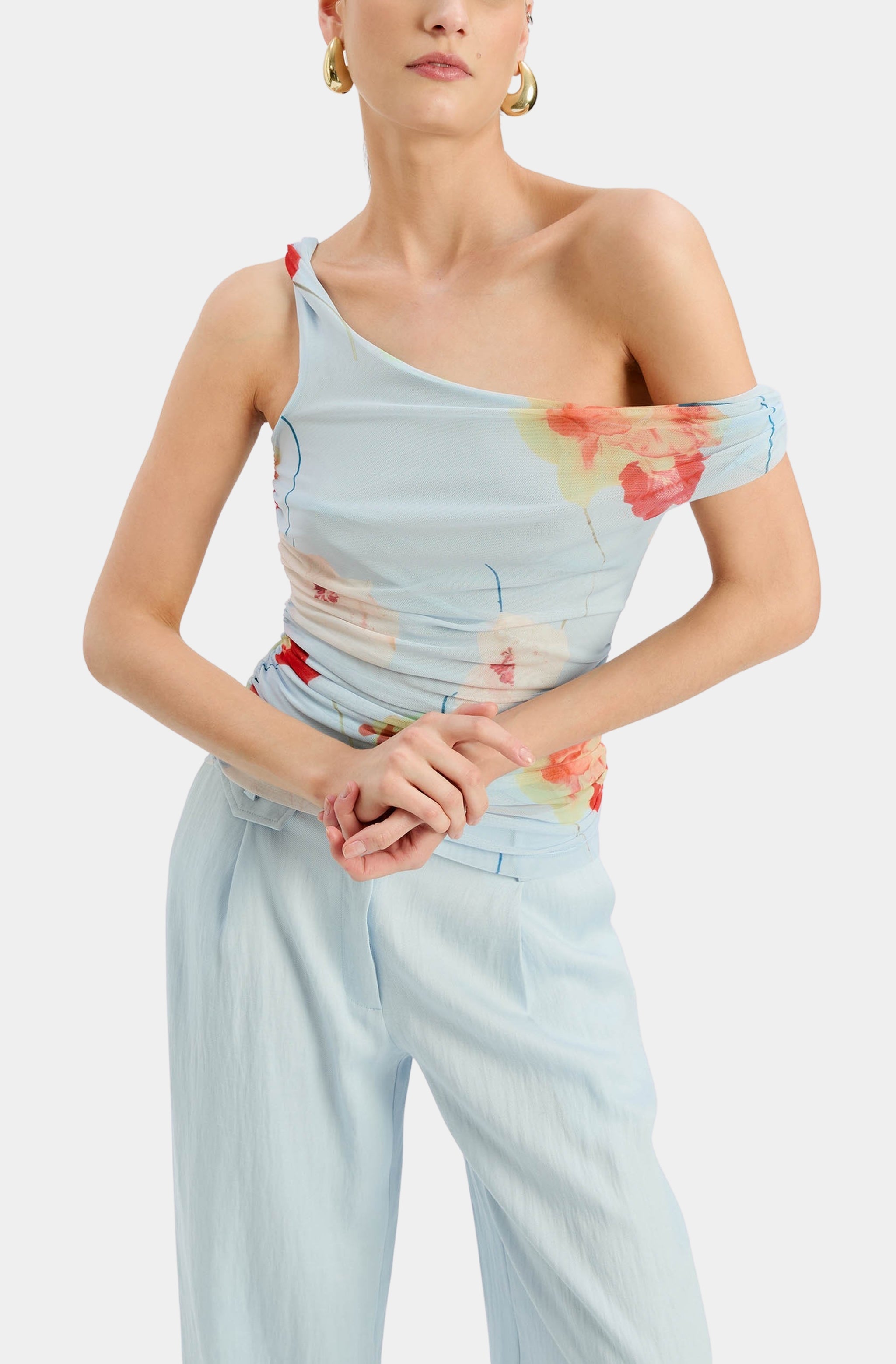 Layana Printed Mesh Asym Top