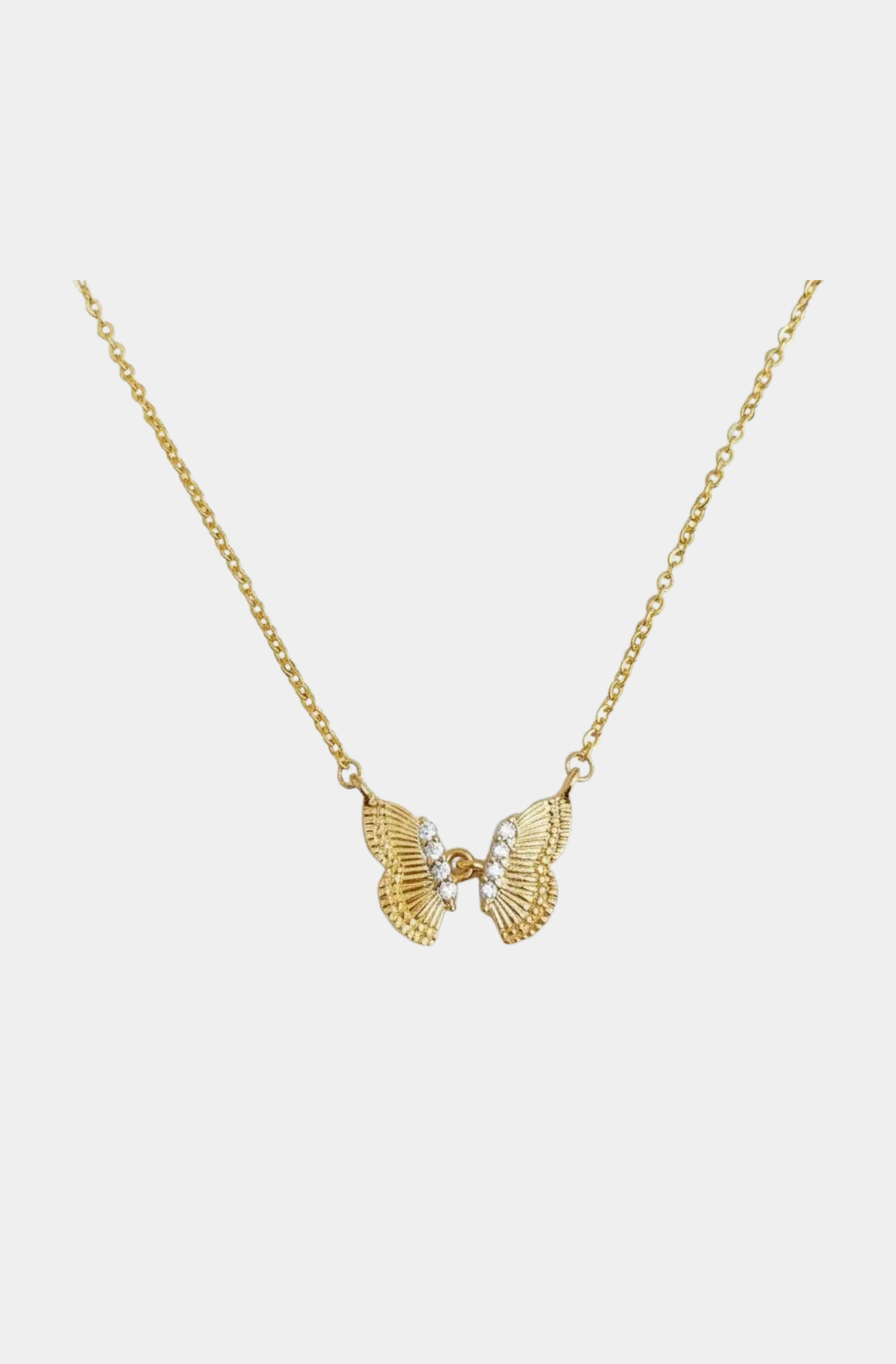 18K Gold Plated Cubic Zirconia Butterfly Necklace