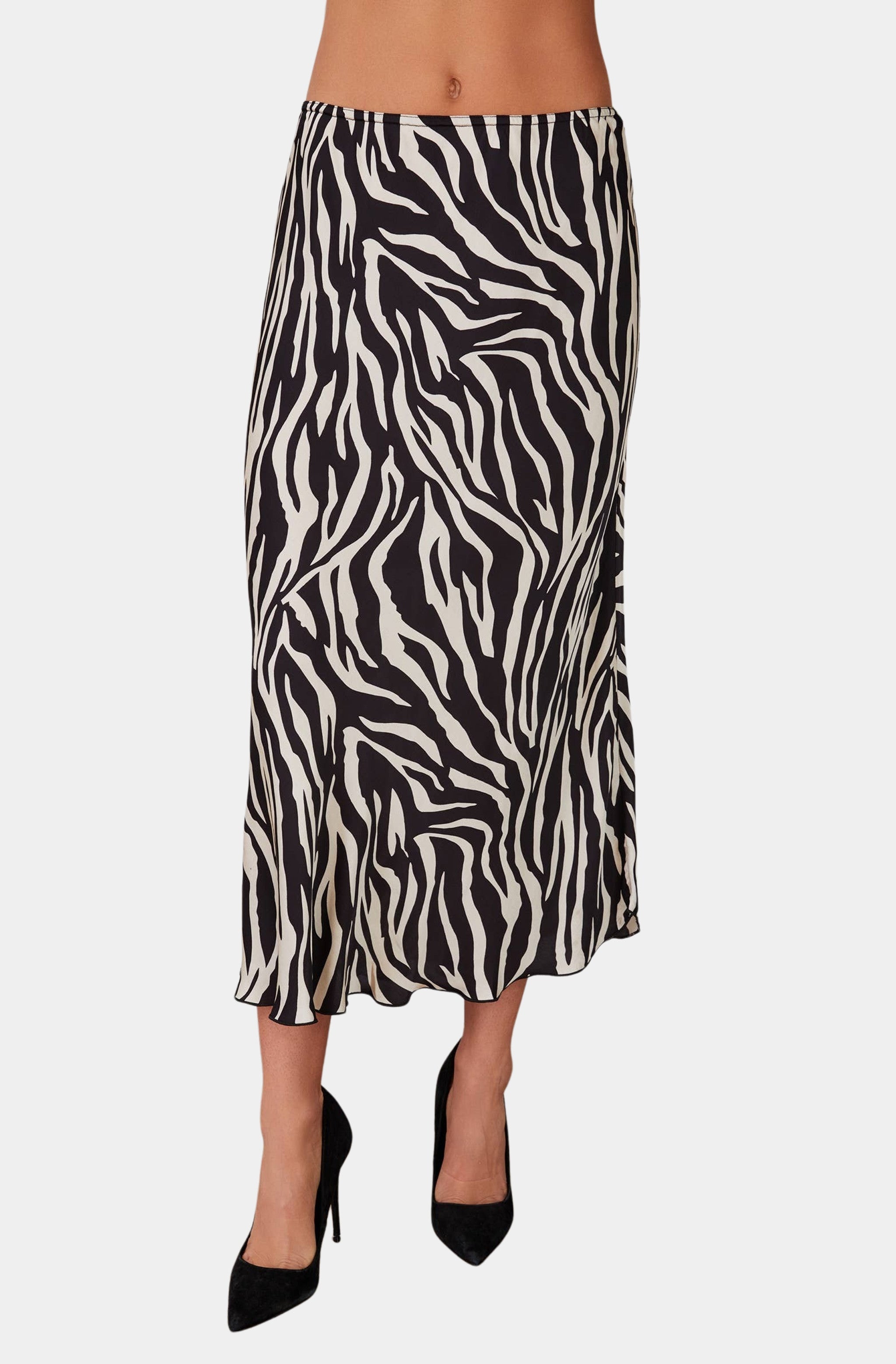 Zebra Print Silky Slip Skirt
