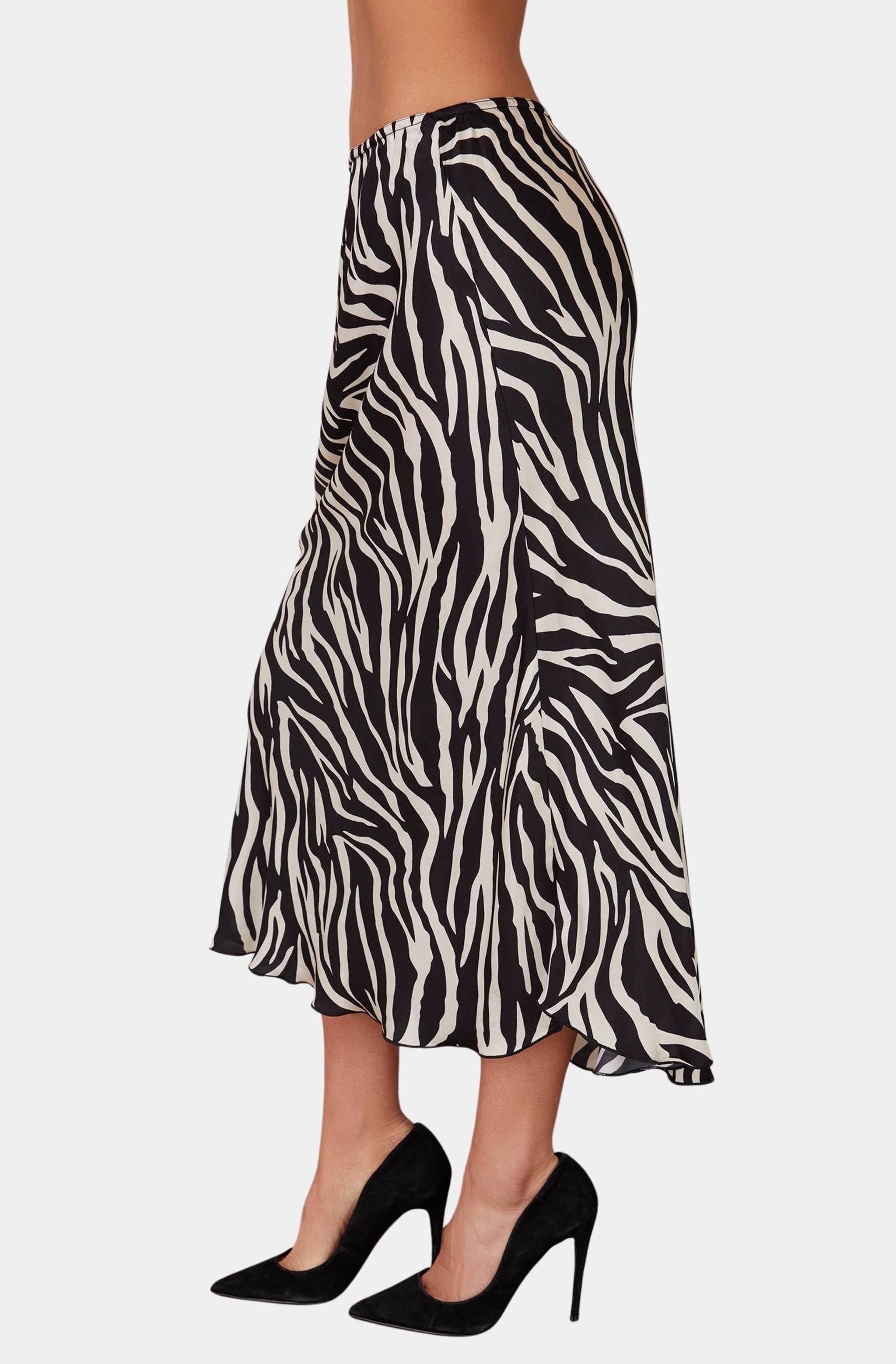 Zebra Print Silky Slip Skirt