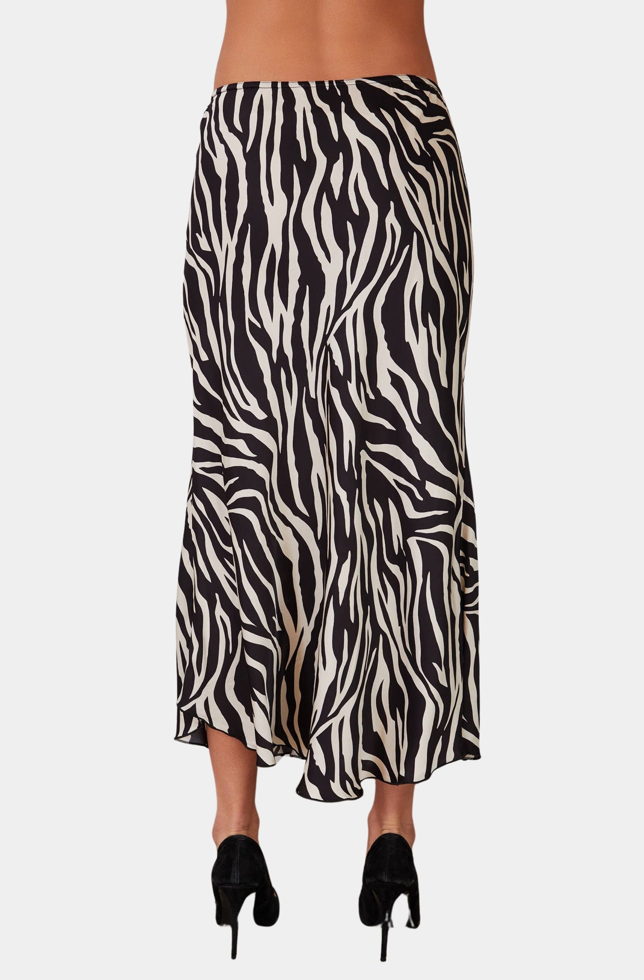 Zebra Print Silky Slip Skirt