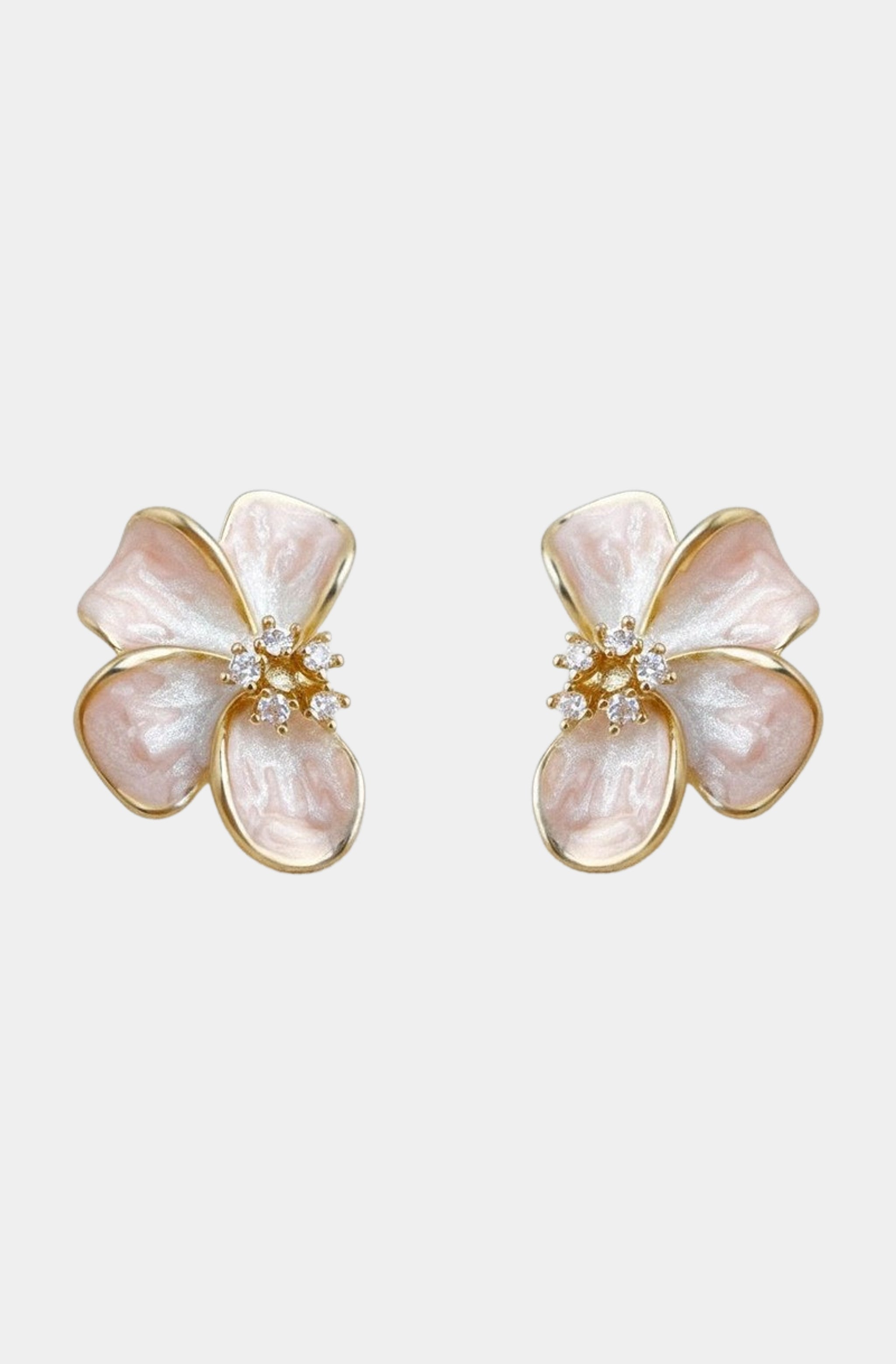 Floral Enamel Drop Earrings with Sparkling Accents