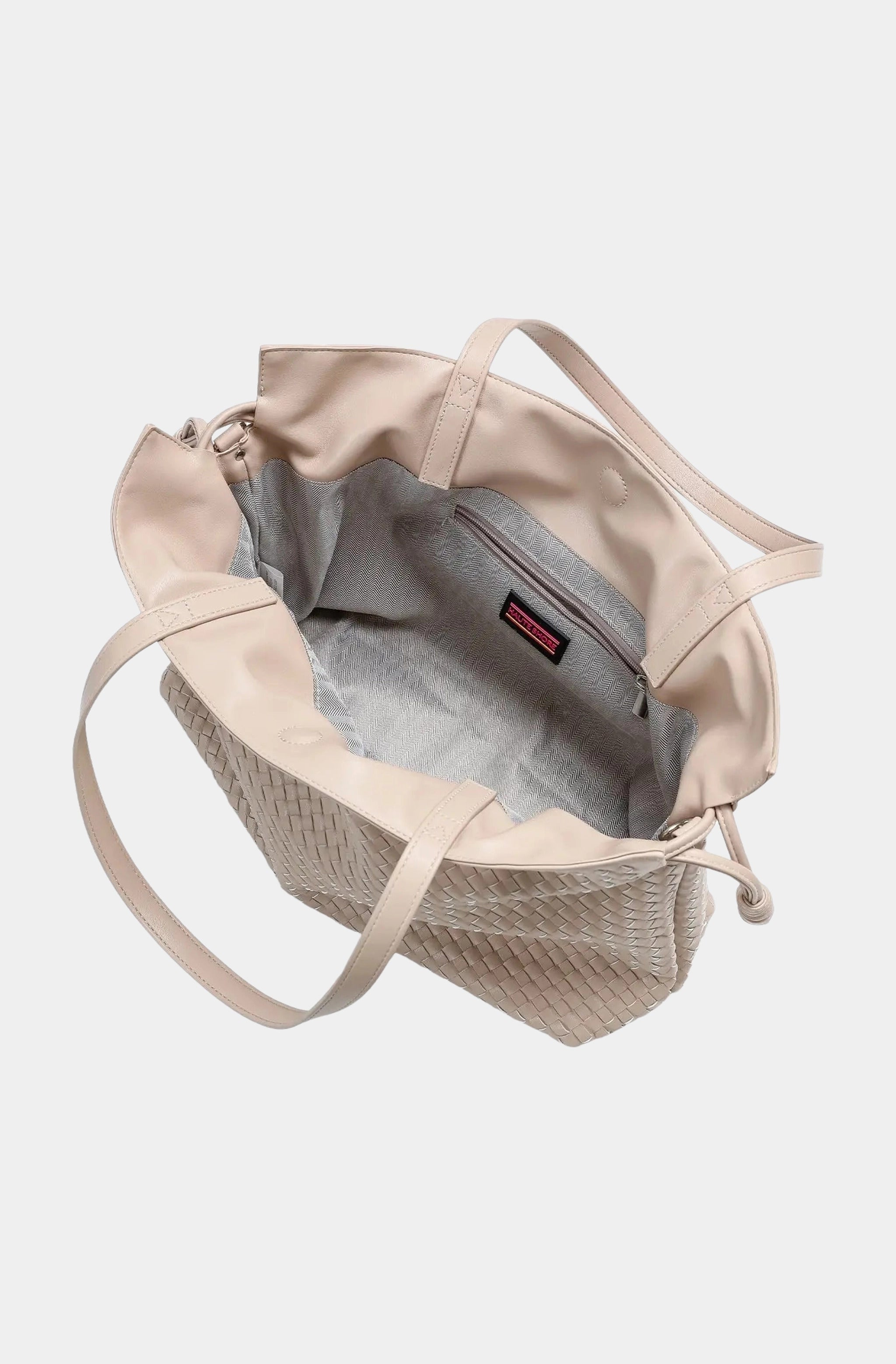 Cinched Woven Leather Vegan Tote Bag