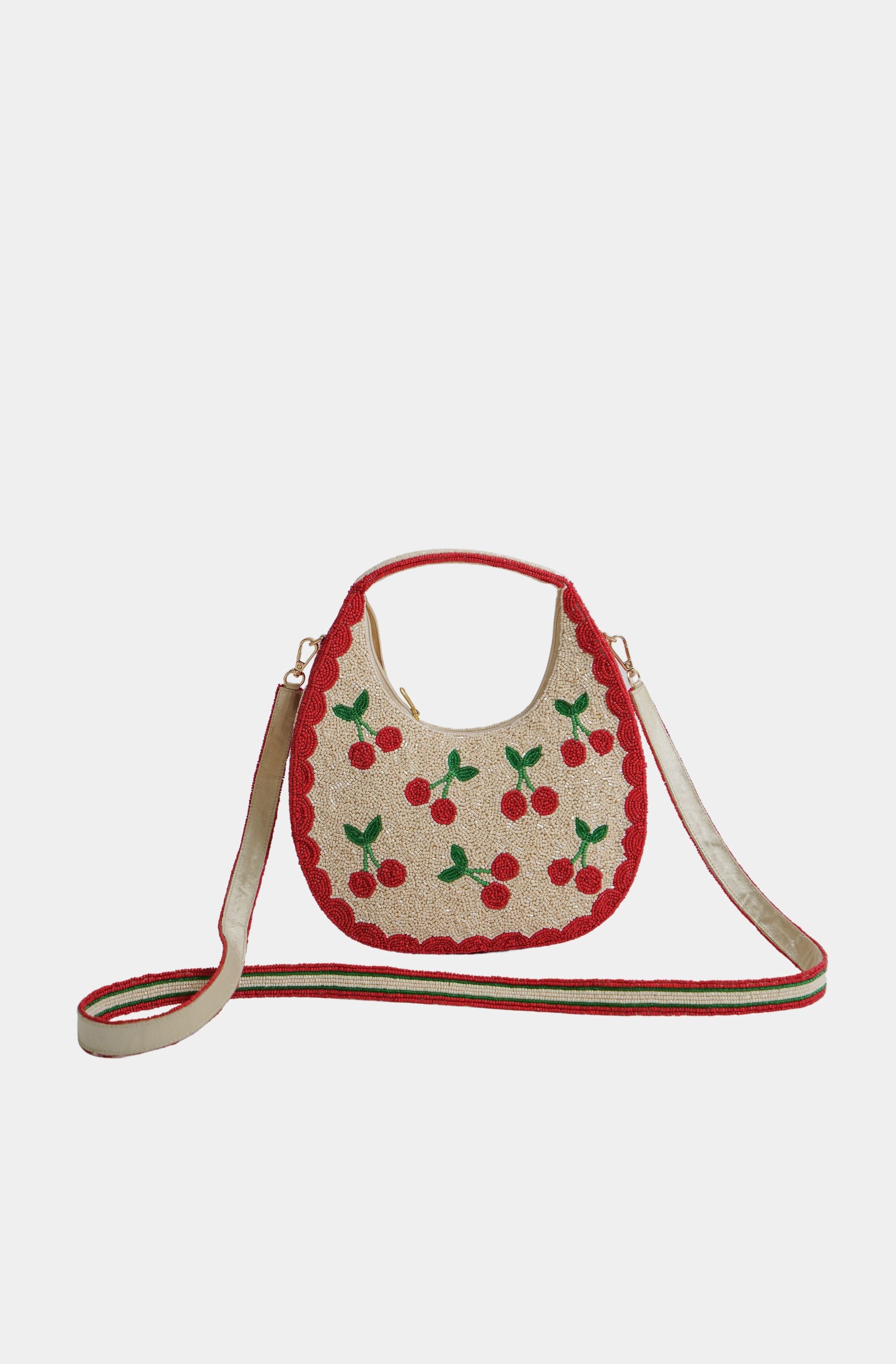 Hemline Exclusive U Shape Cherry Beaded Bag