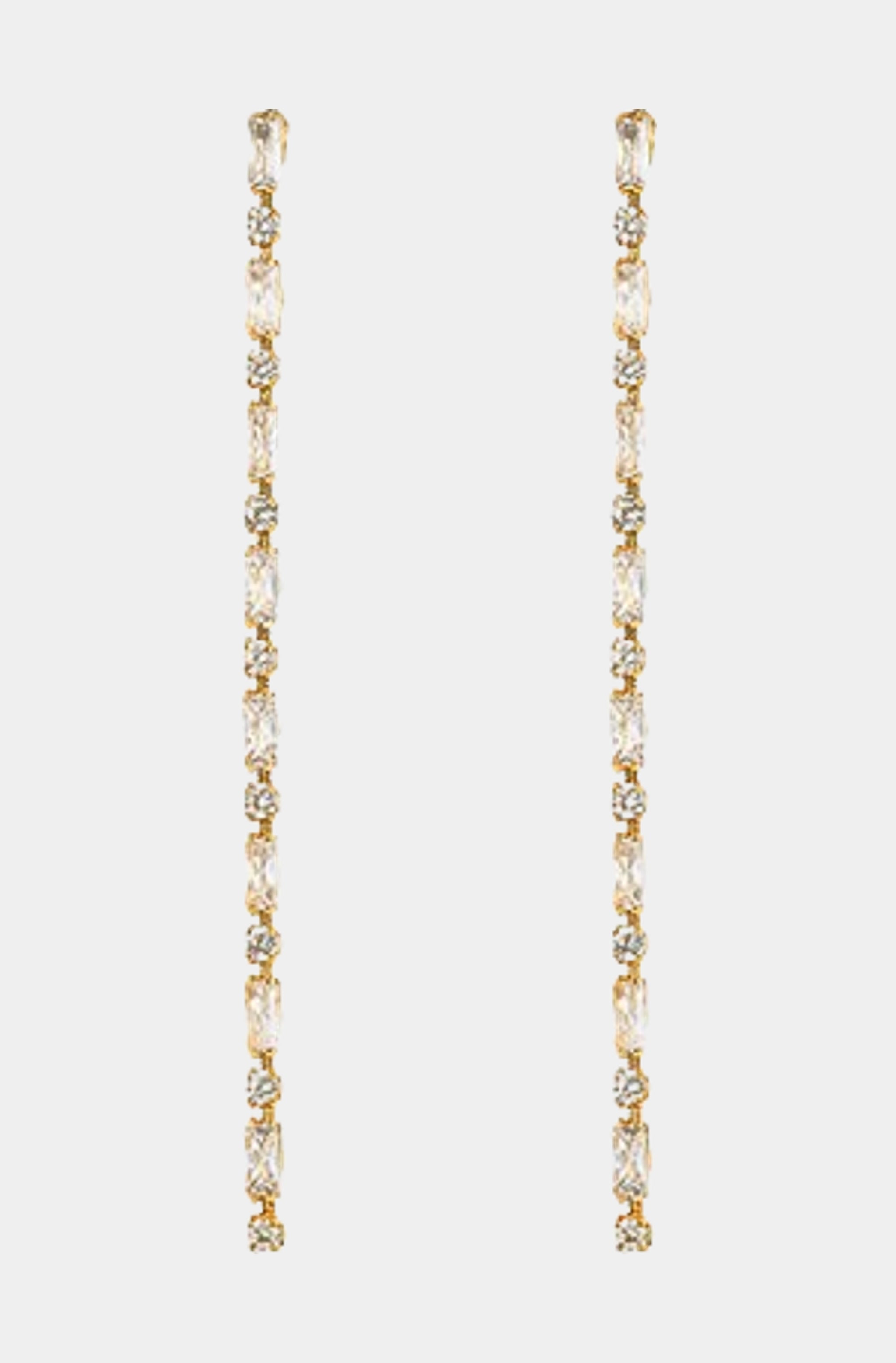 Cz 2mm Baguette Line Earrings
