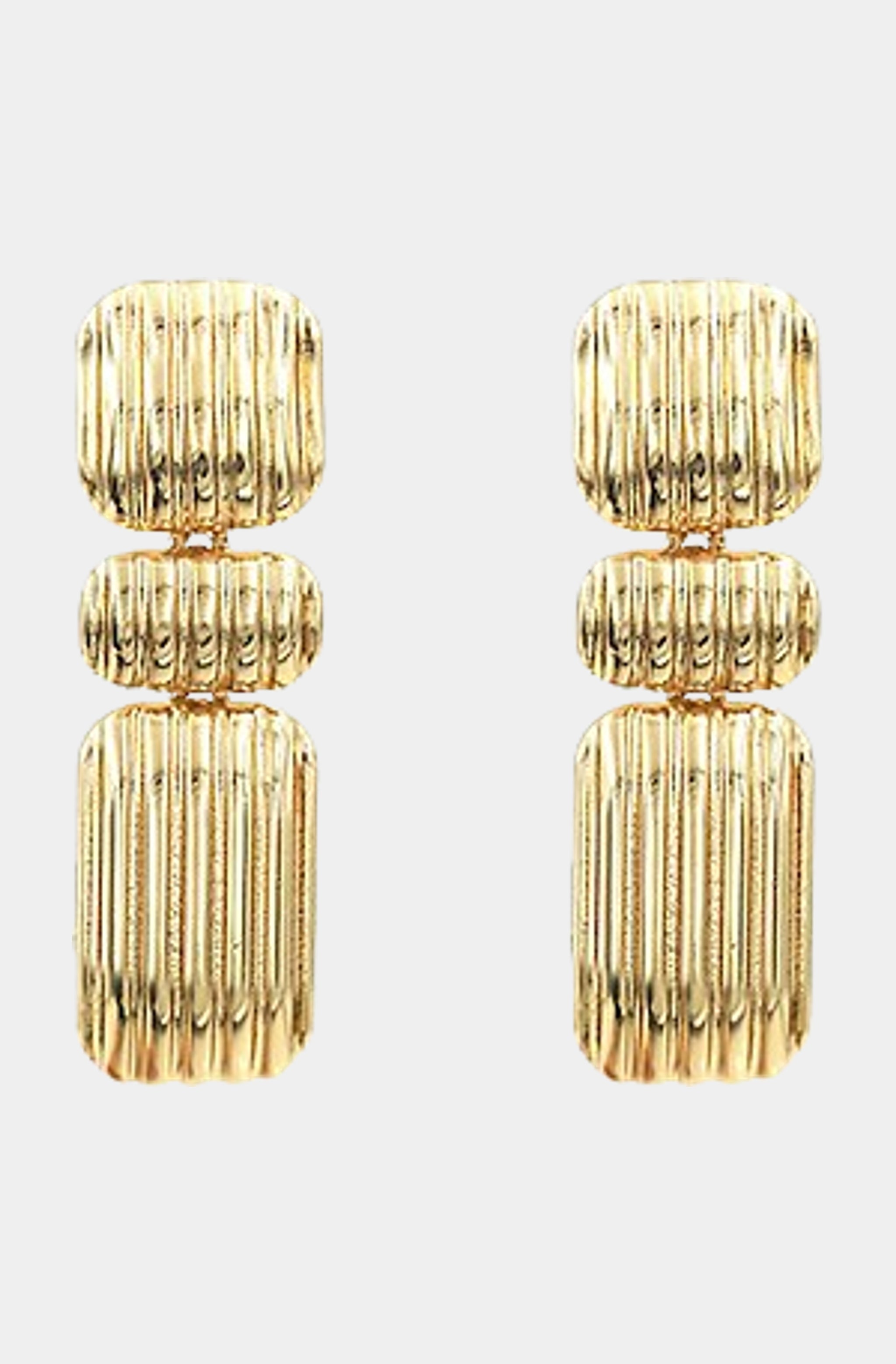 Textured Rectangle 3 Drop Earrings