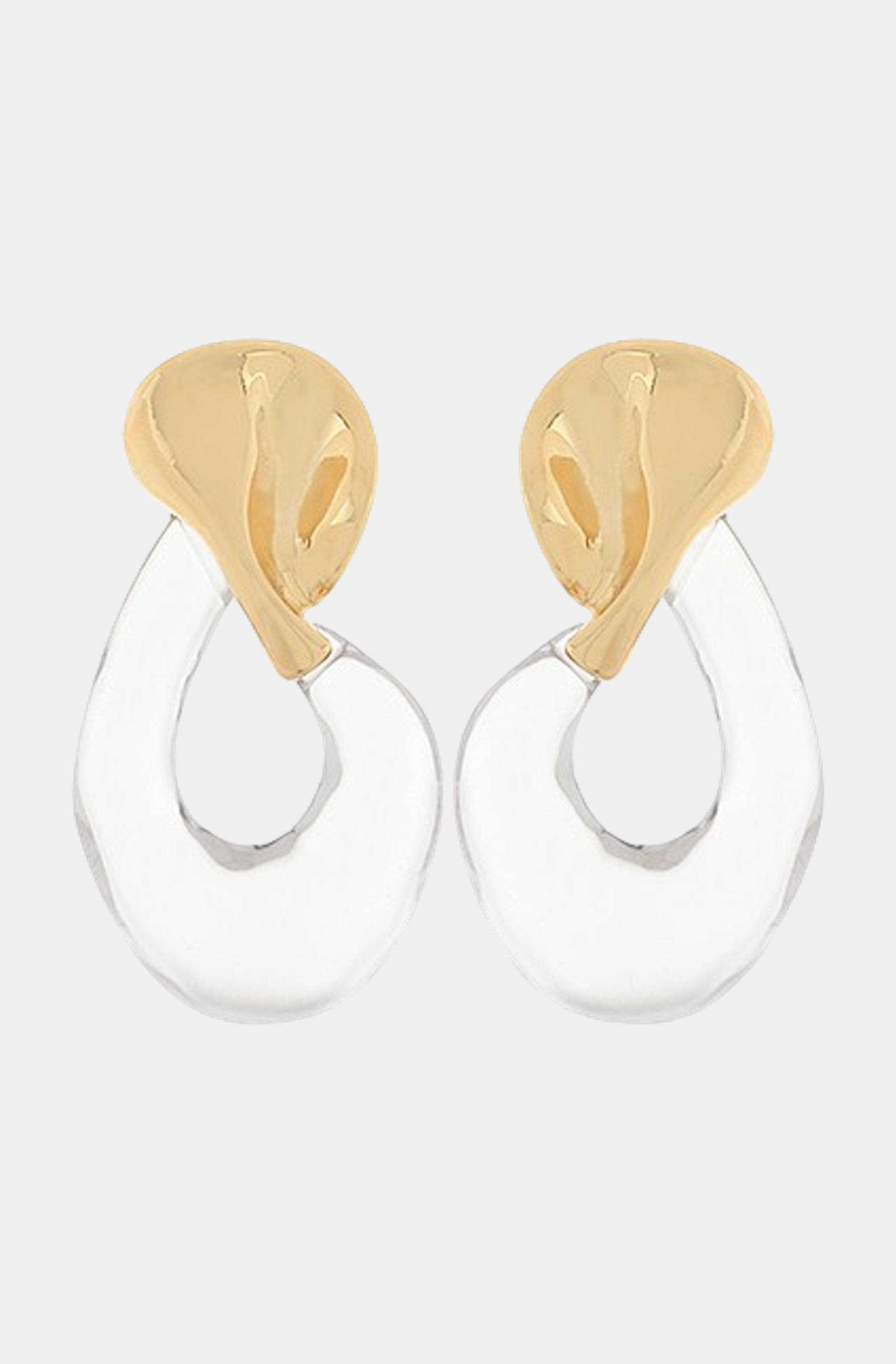 Geometric Metal &amp; Resin Ring Earrings