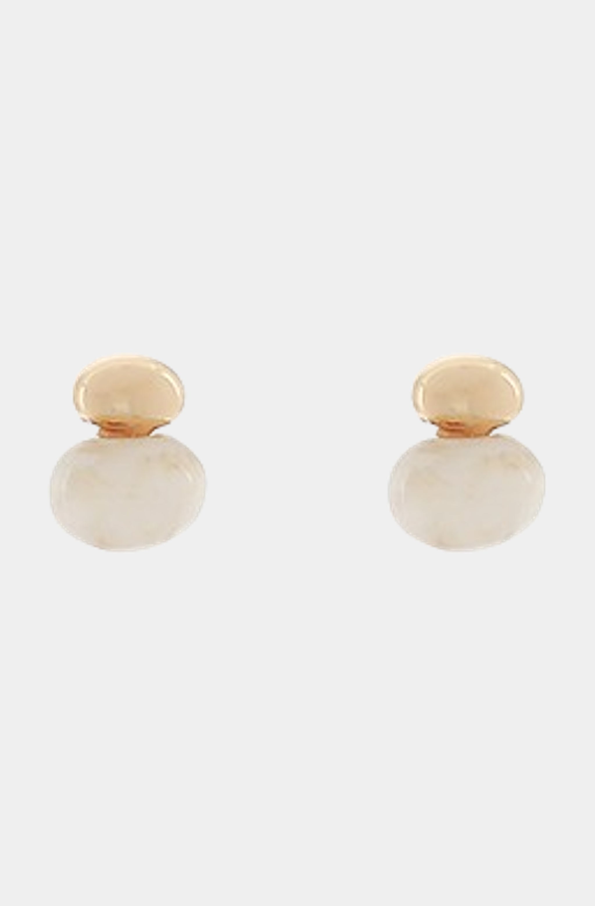 Double Oval w/ Marble Stone Stud Earrings