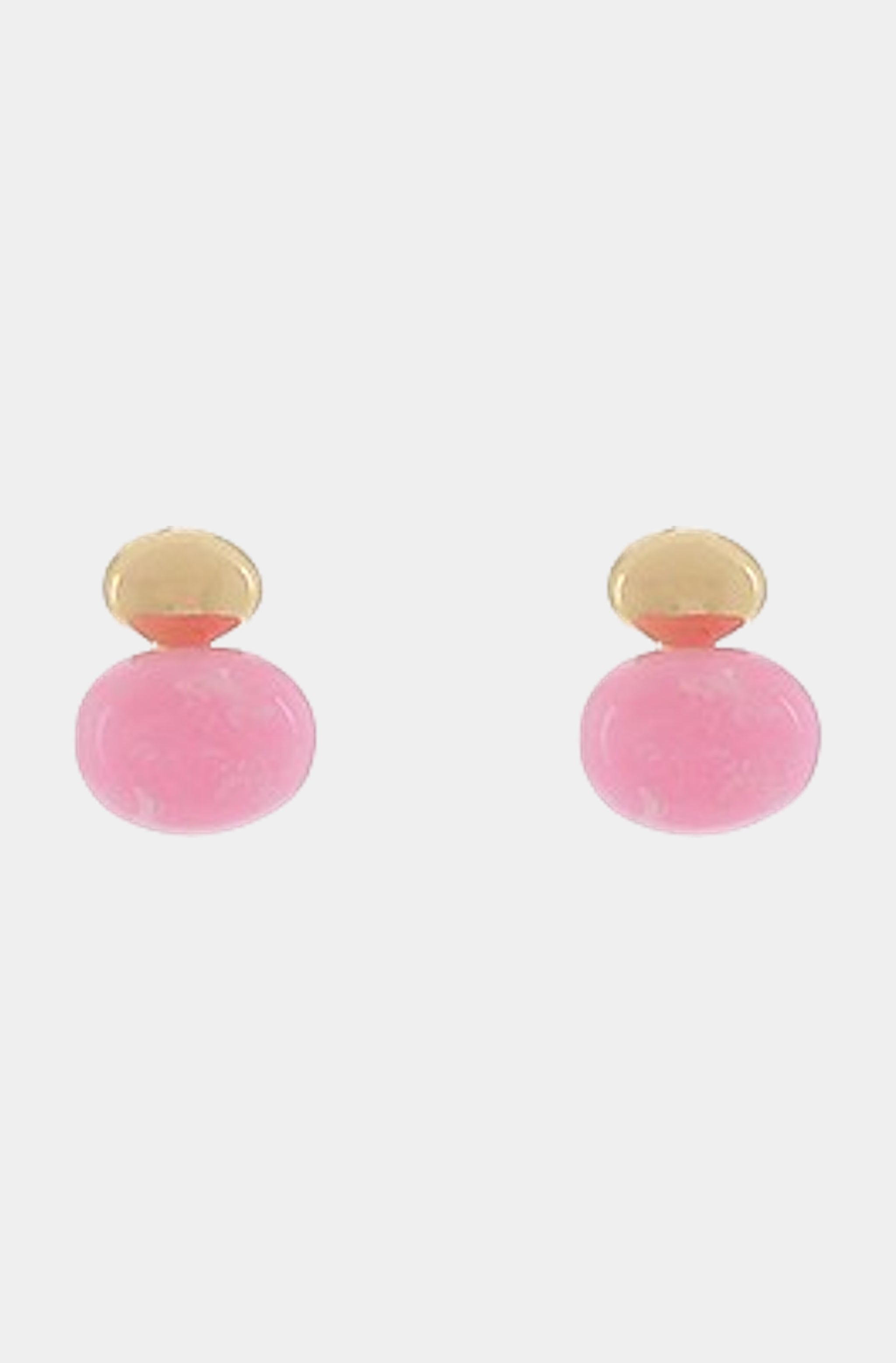 Double Oval w/ Marble Stone Stud Earrings