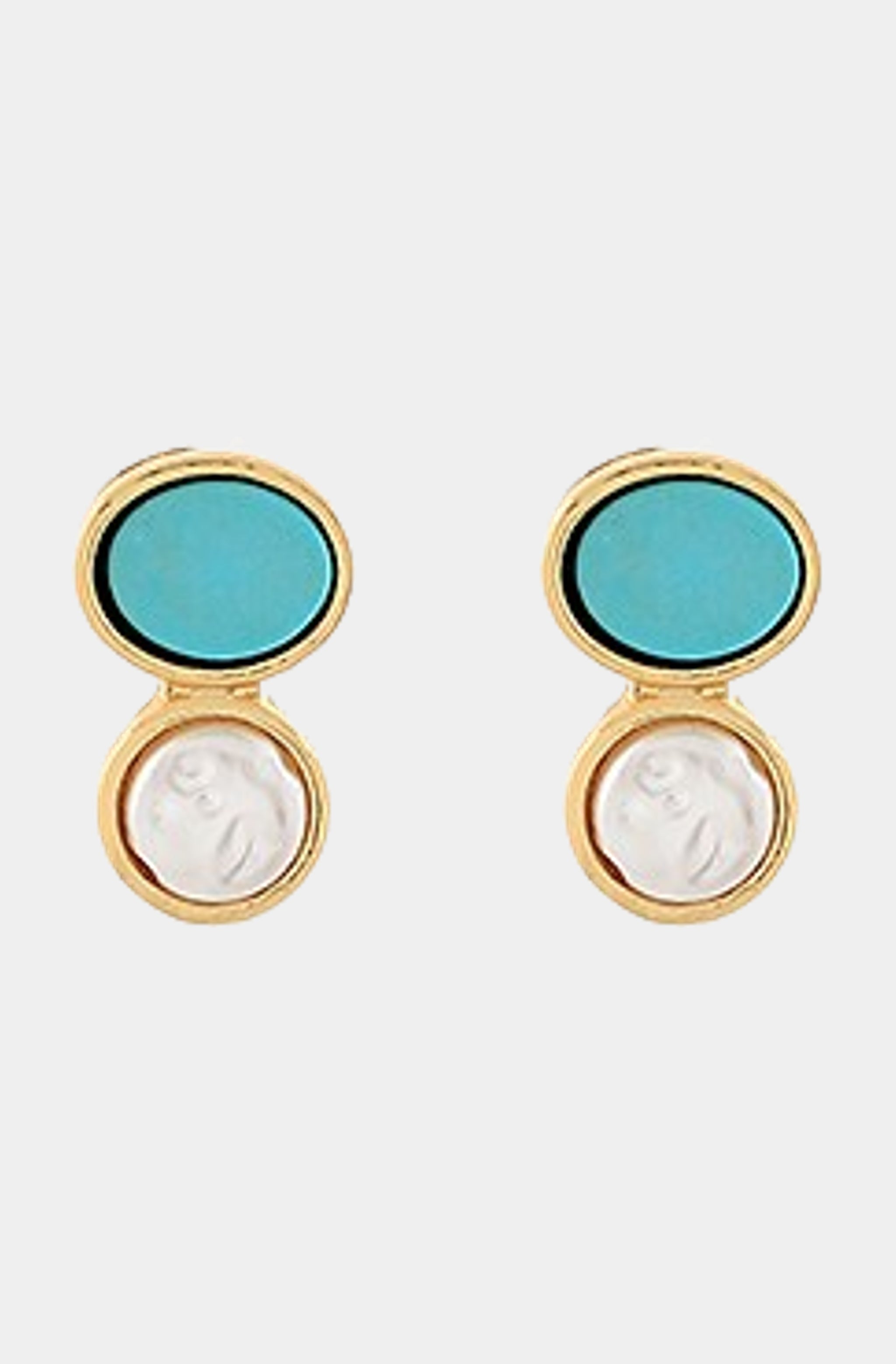 Linked Pearl &amp; Stone Earrings