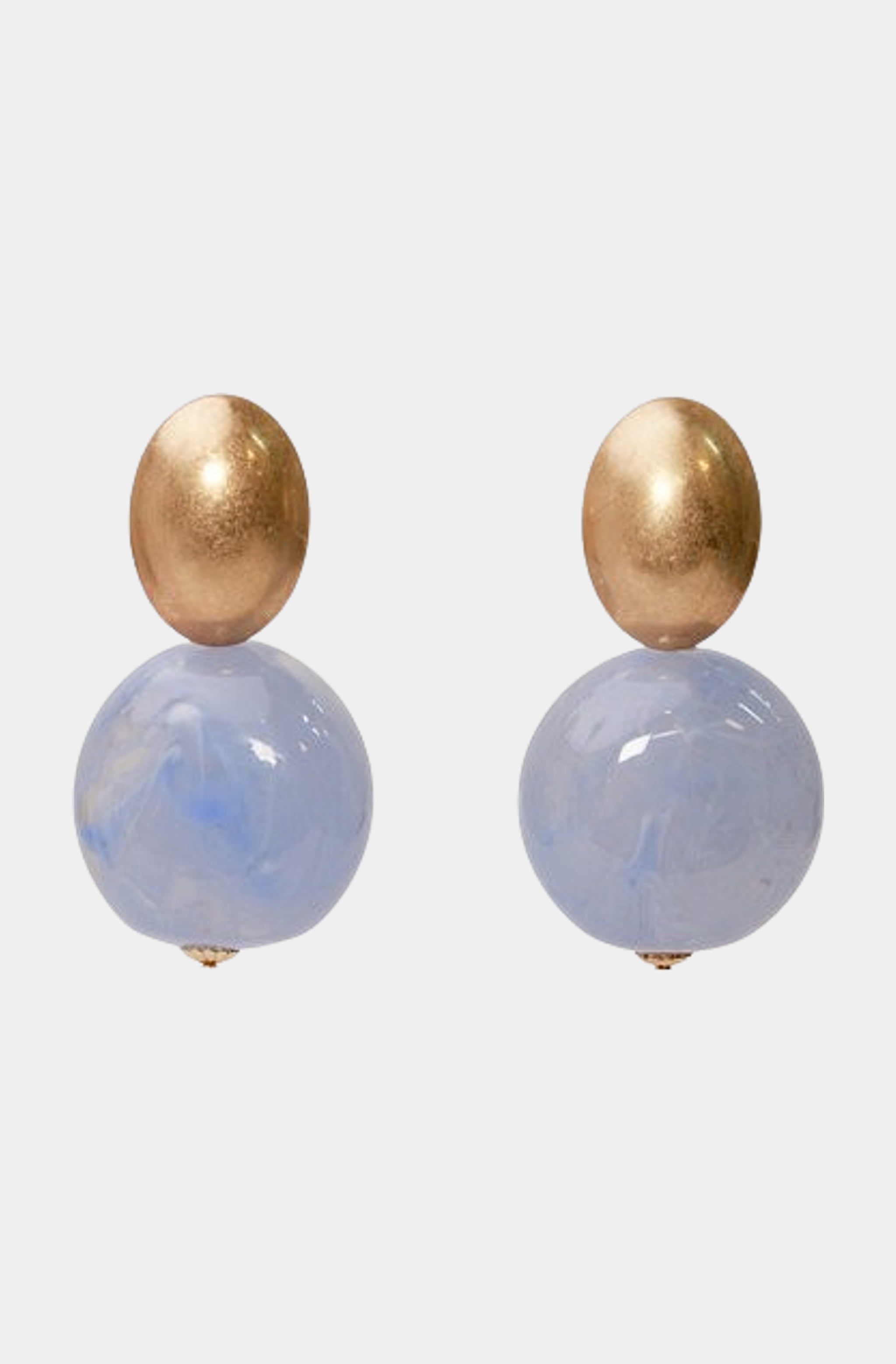 Oval Dome &amp; Ball Bead Drop Earrings
