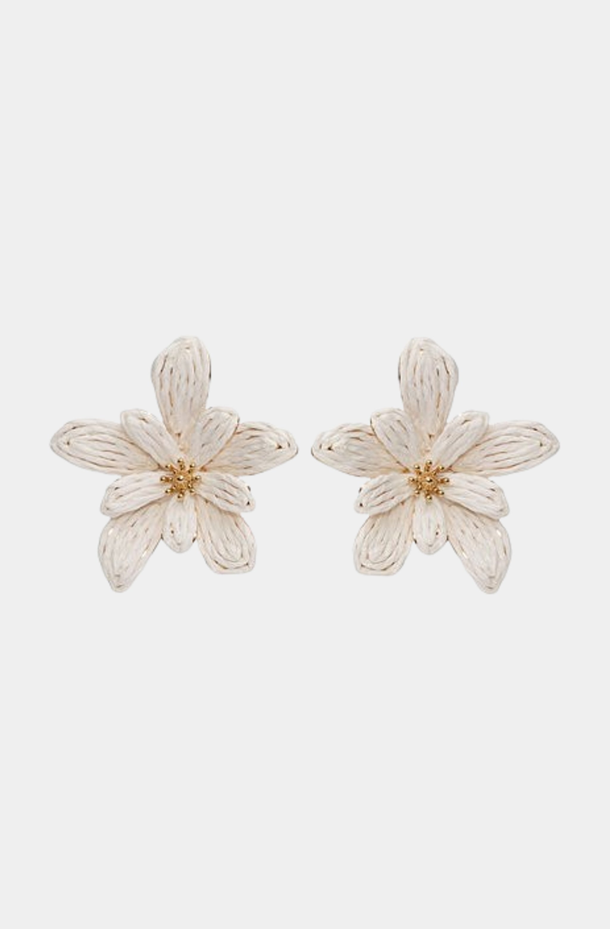 Pointed Raffia Flower Earrings