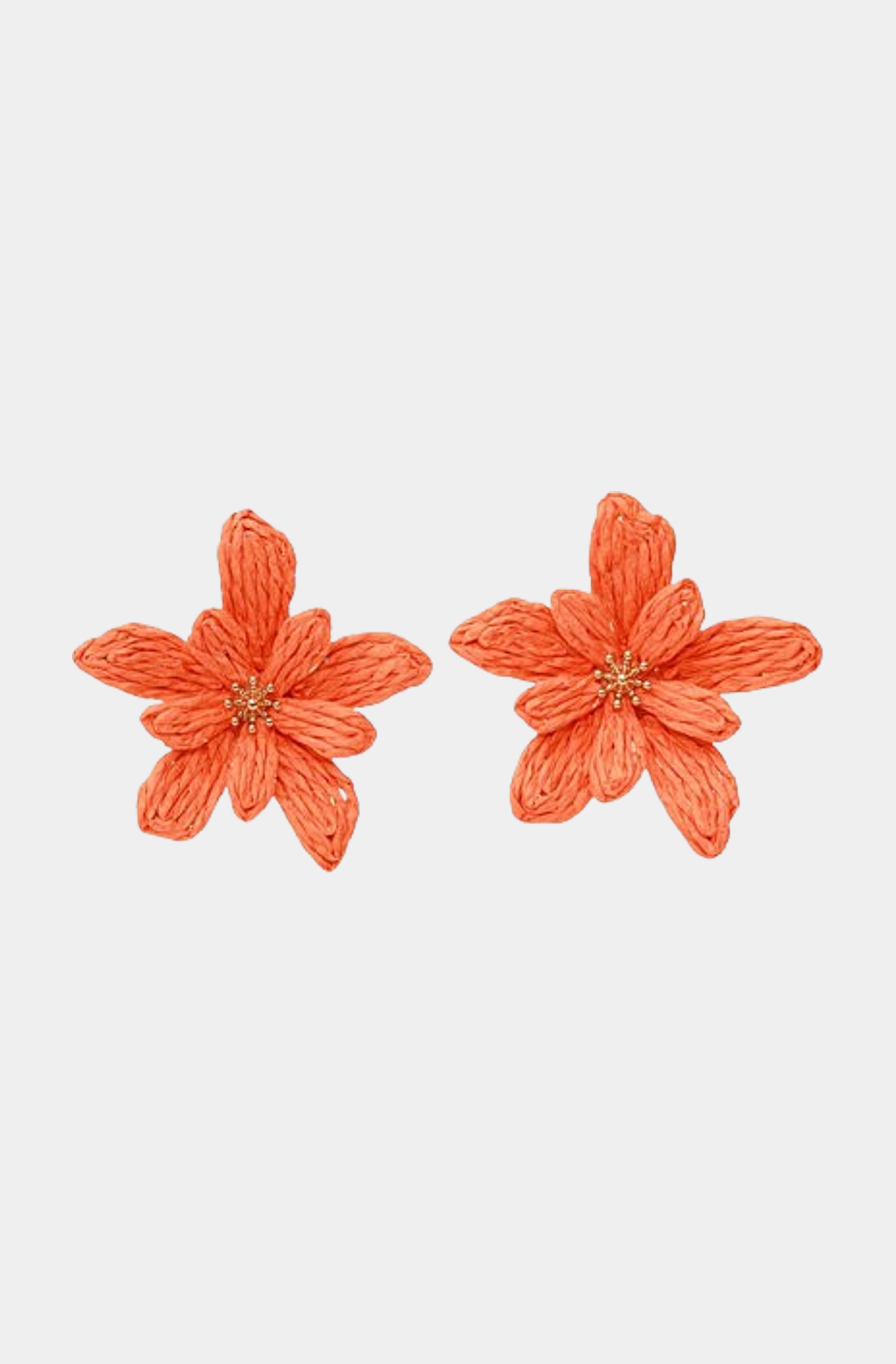 Pointed Raffia Flower Earrings