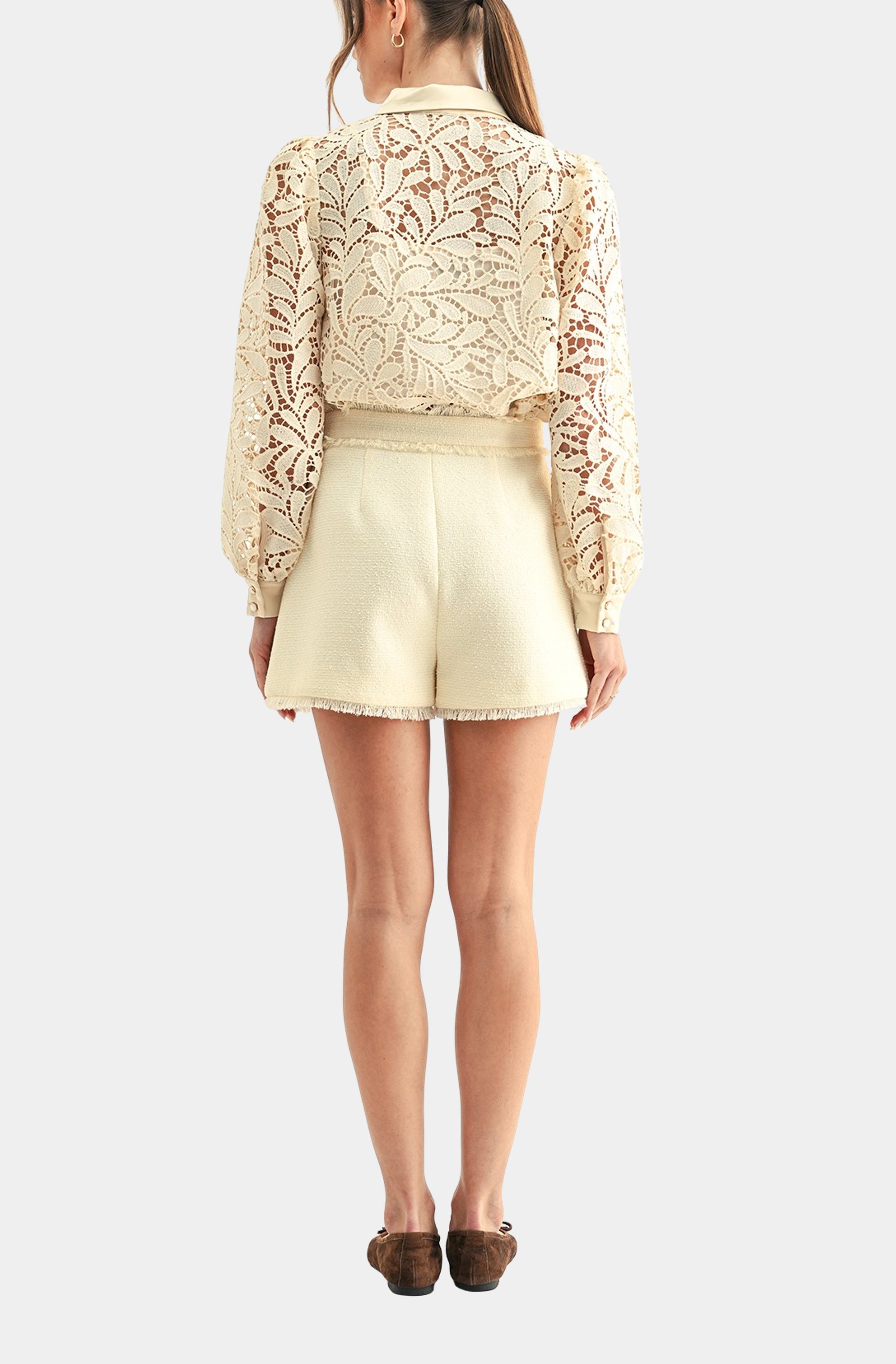 Diora Contrast Detail Lace Shirt