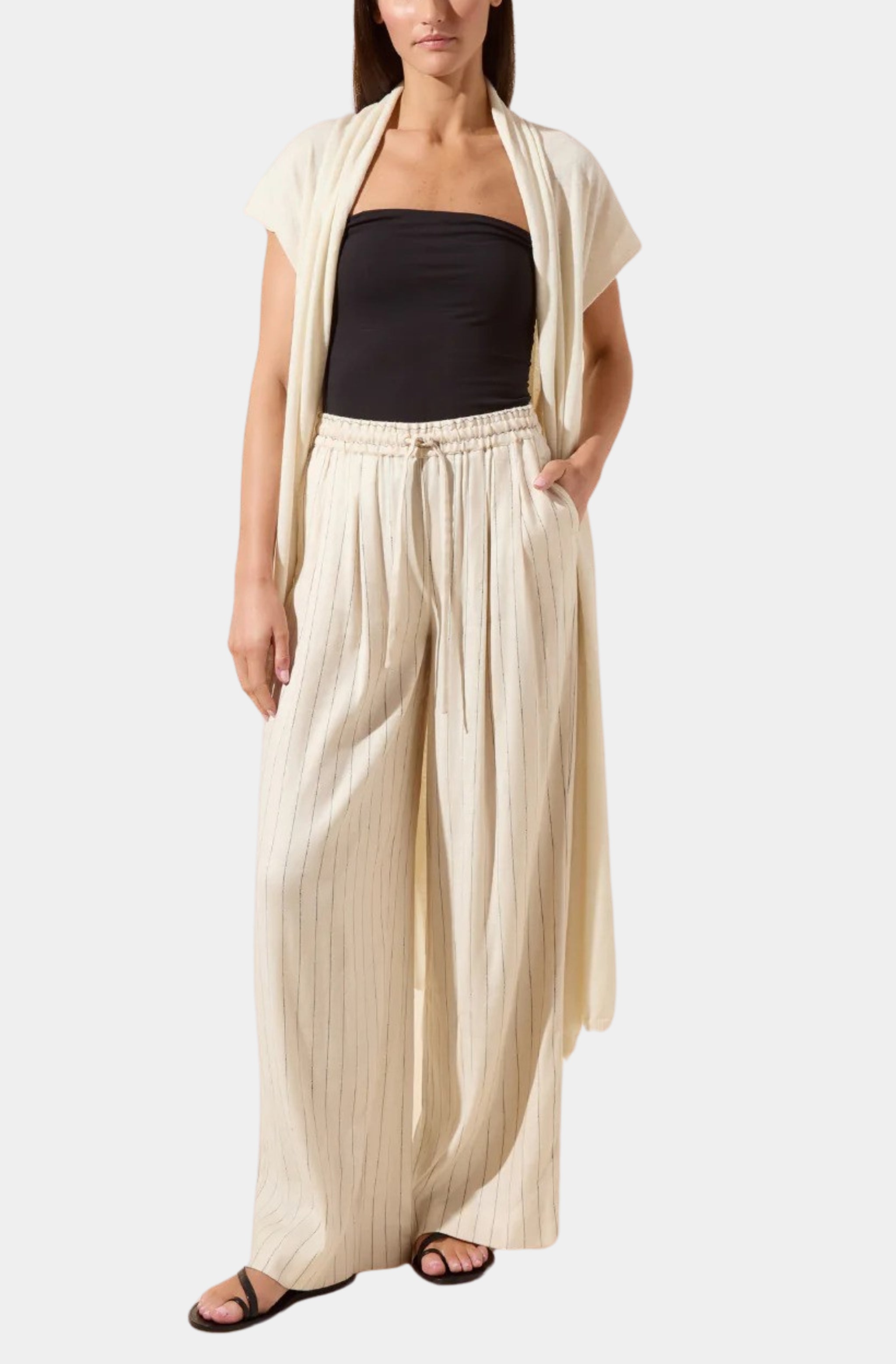 Iria Pleated Drawstring Wide Leg Pant
