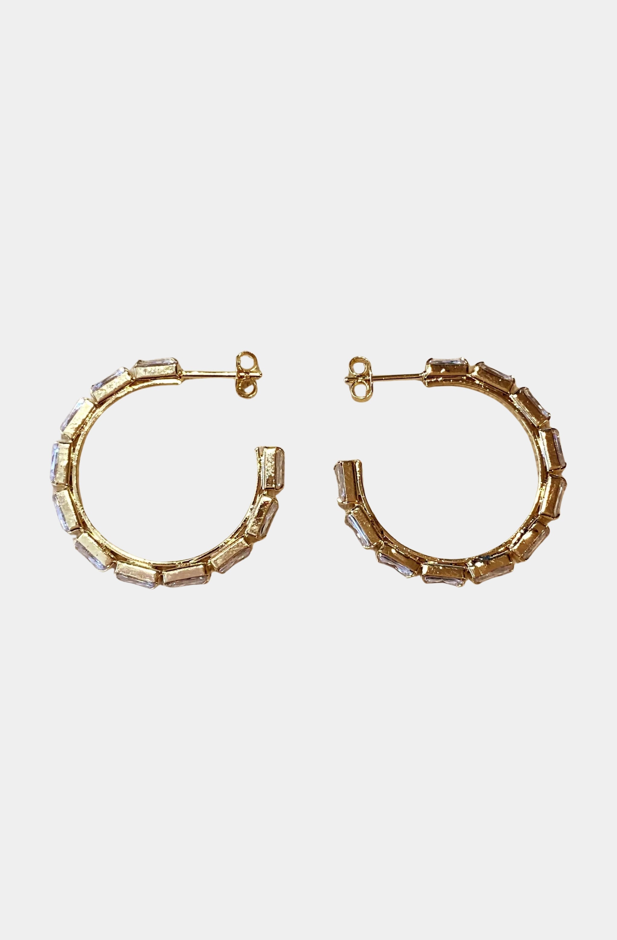 Baguette Cubic Zircon Hoop Earrings