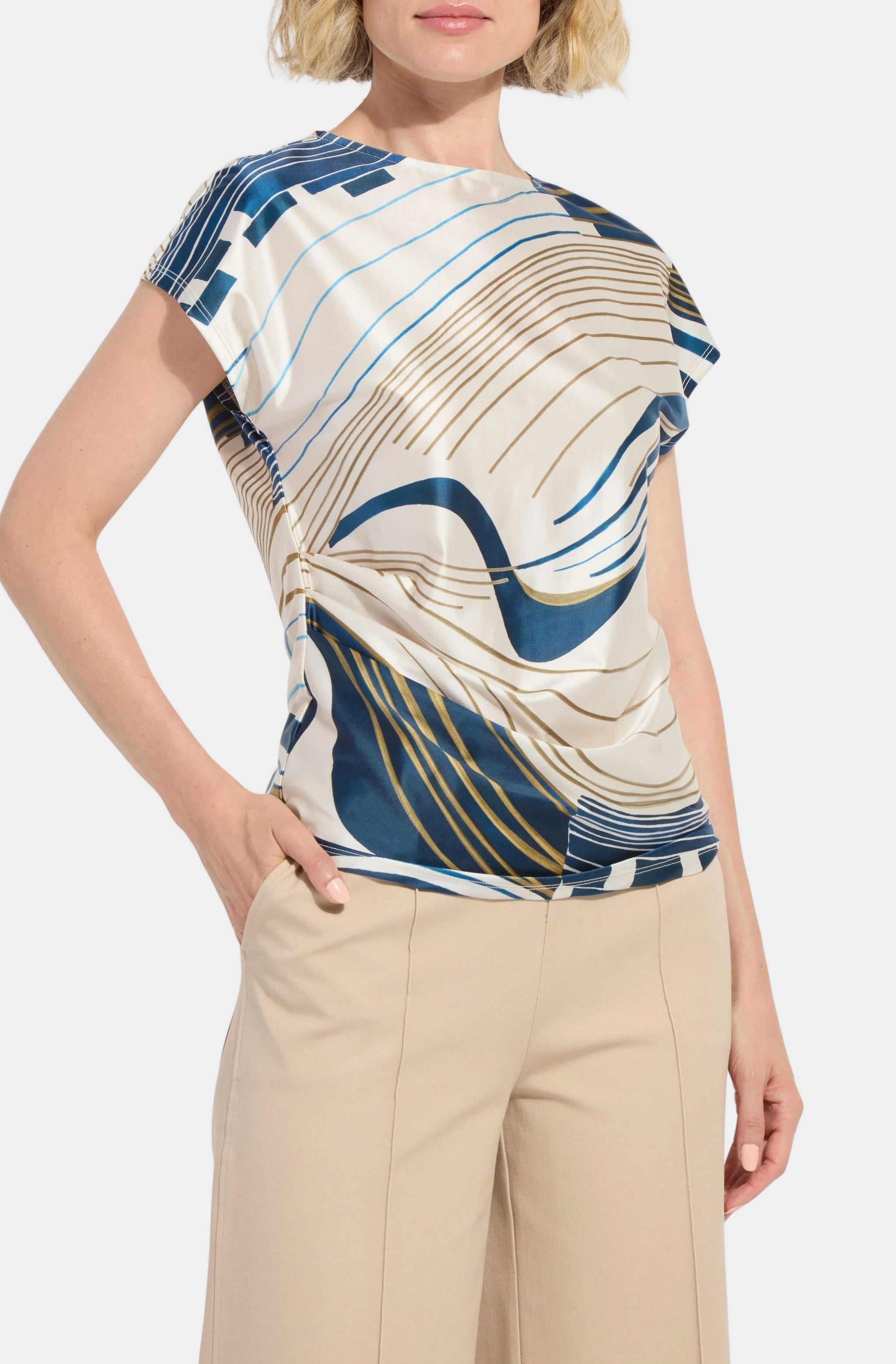 Faride Side Pleated Printed Top