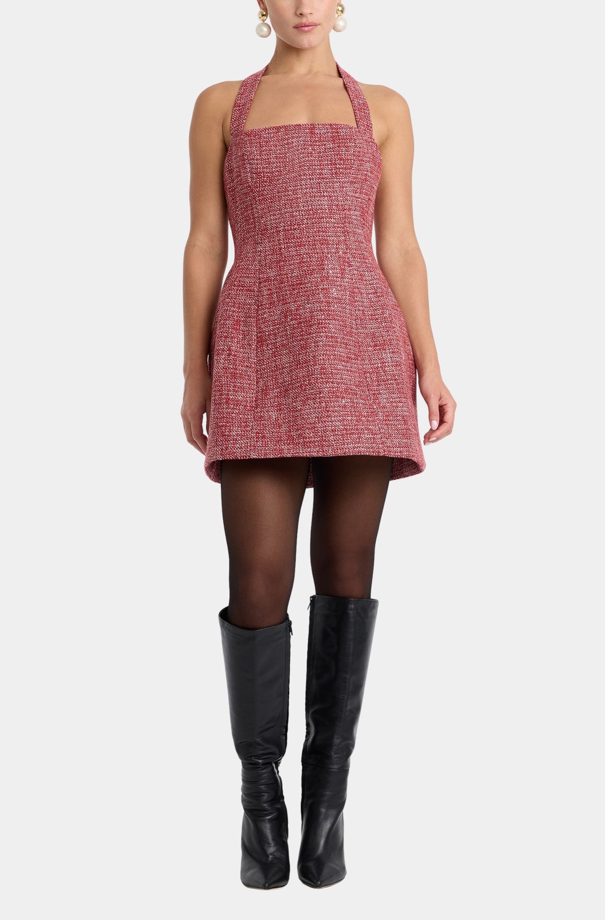 Nevelle Boucle Halter Dress