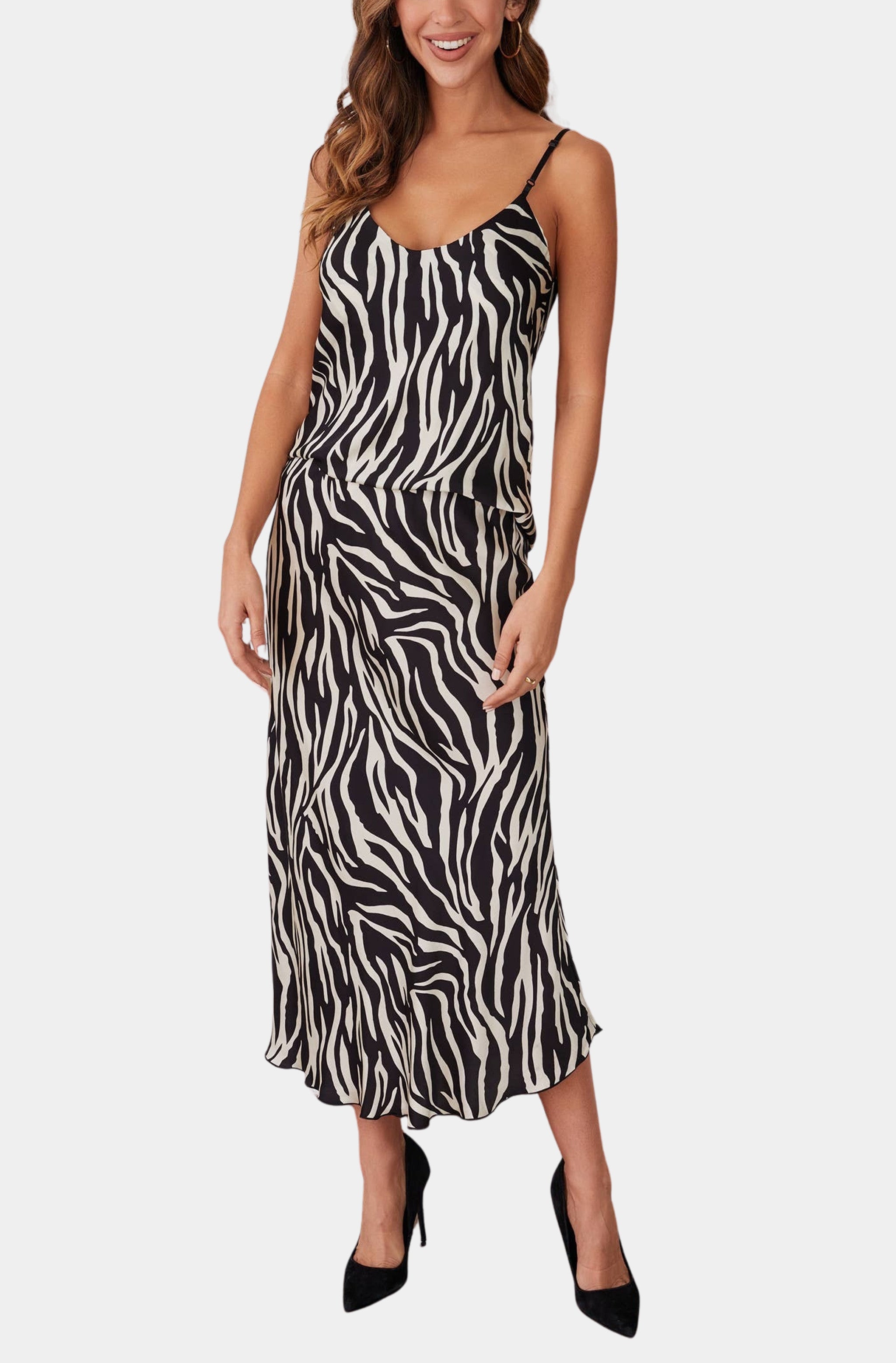 Zebra Print Silky Slip Skirt