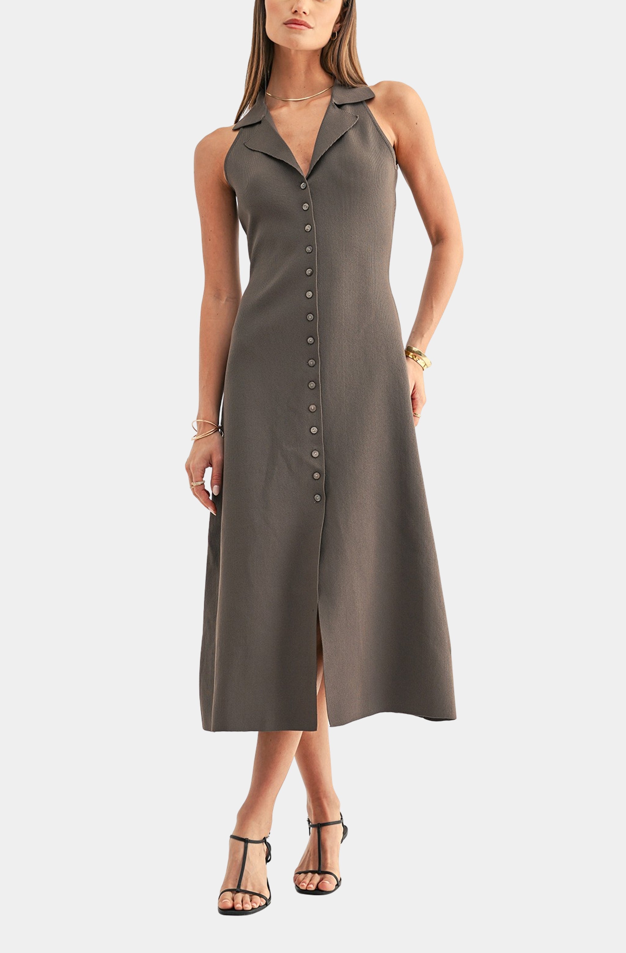 Lily Halter Shirt Midi Knit Dress