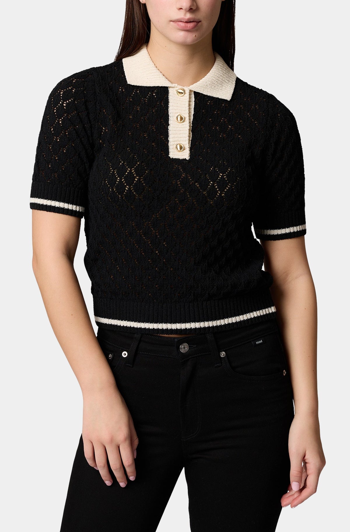 Short Sleeve Polo Neck Sweater