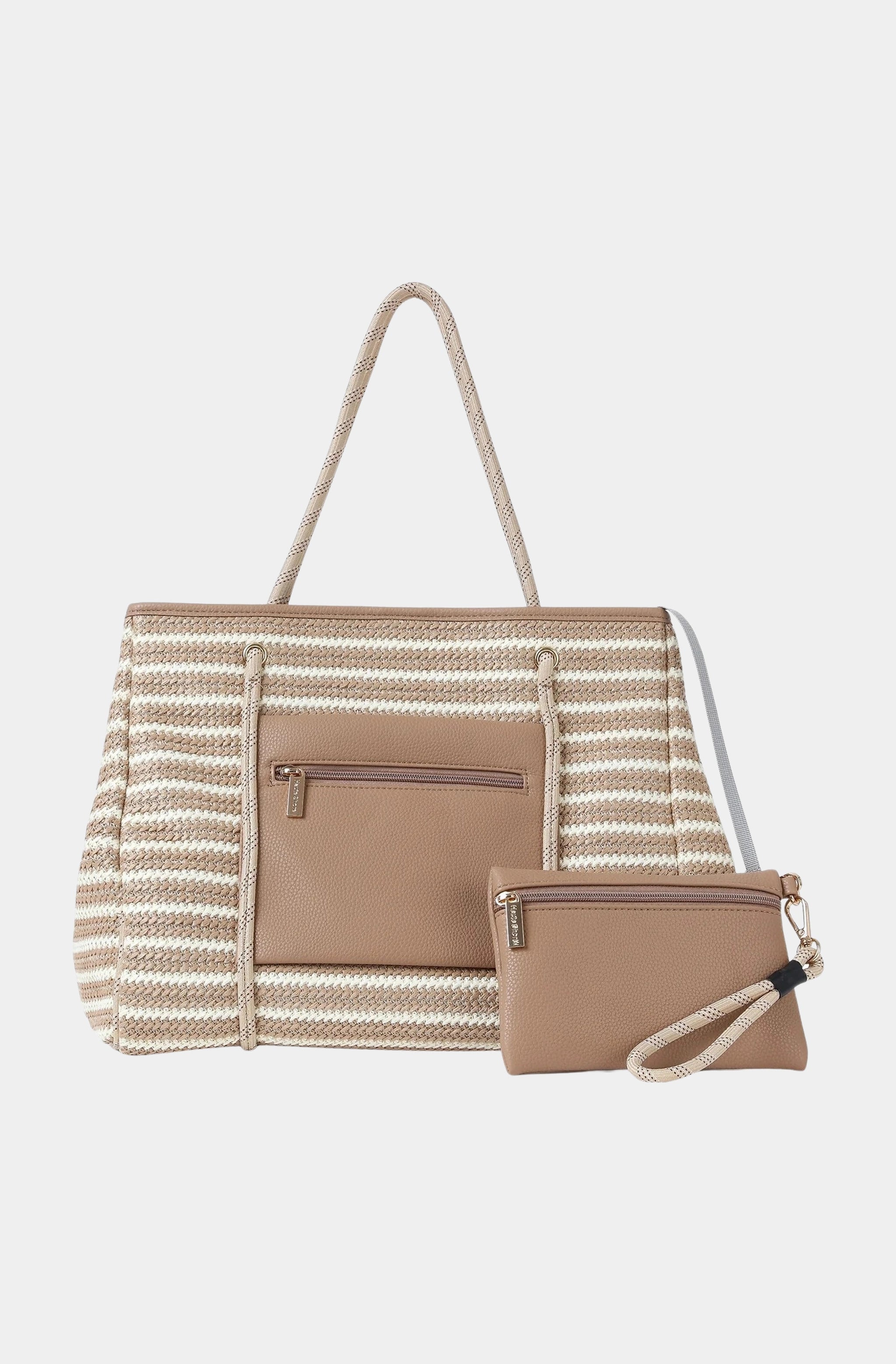 Striped Raffia Tote Bag