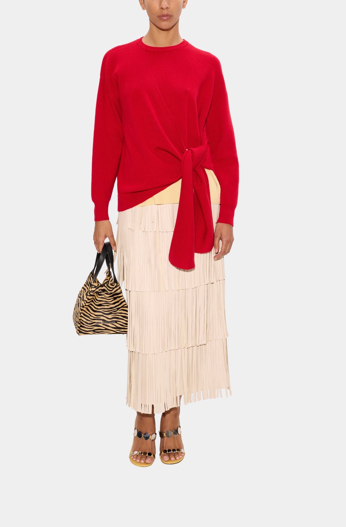 Za Za Vegan Leather Fringe Skirt