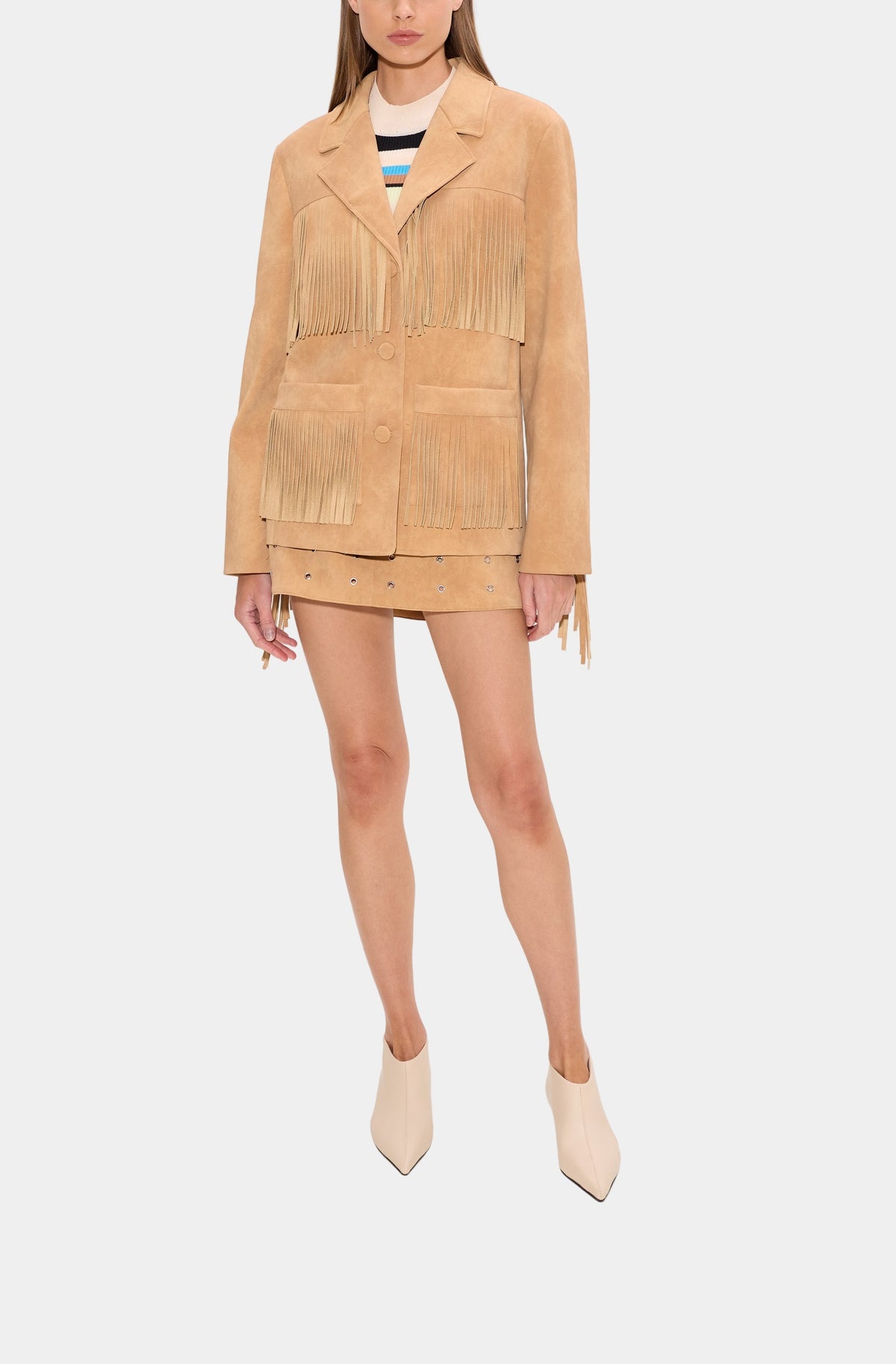 Mabel Vegan Leather Fringe Jacket