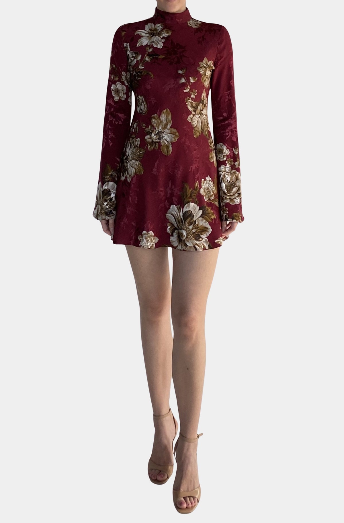 Biased Mini Dress With Mock Neck