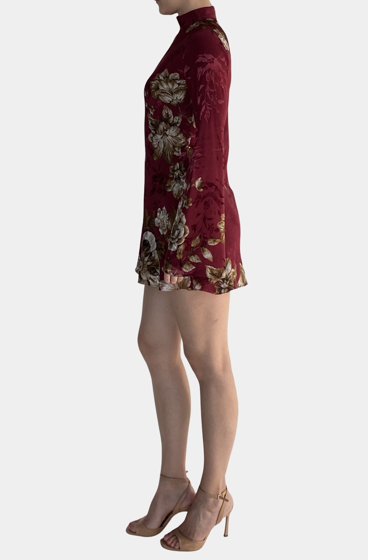 Biased Mini Dress With Mock Neck