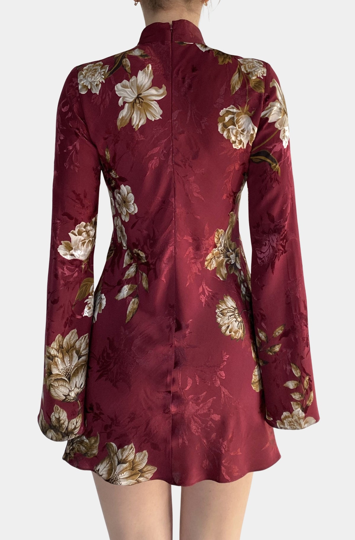 Biased Mini Dress With Mock Neck