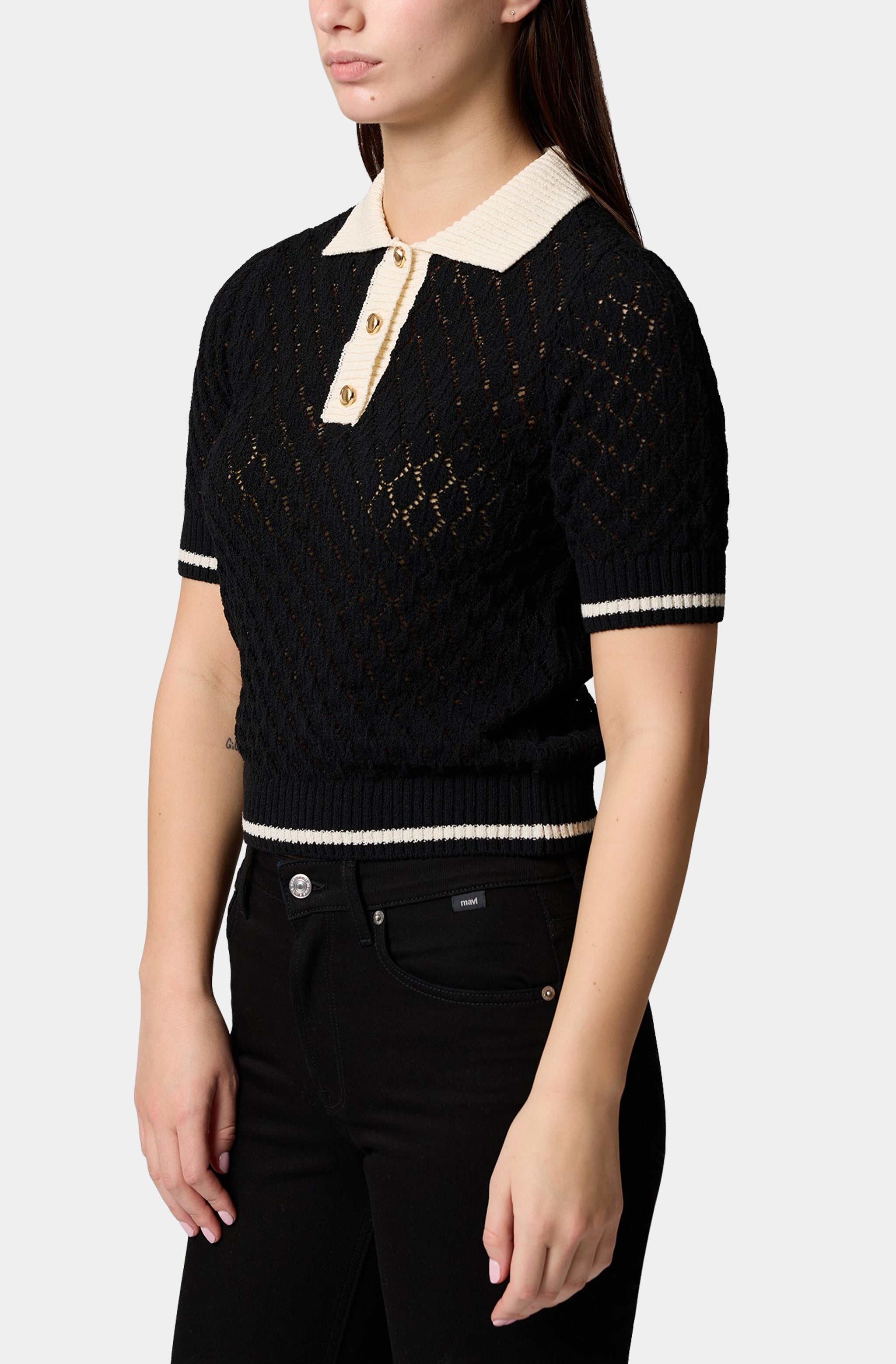 Short Sleeve Polo Neck Sweater