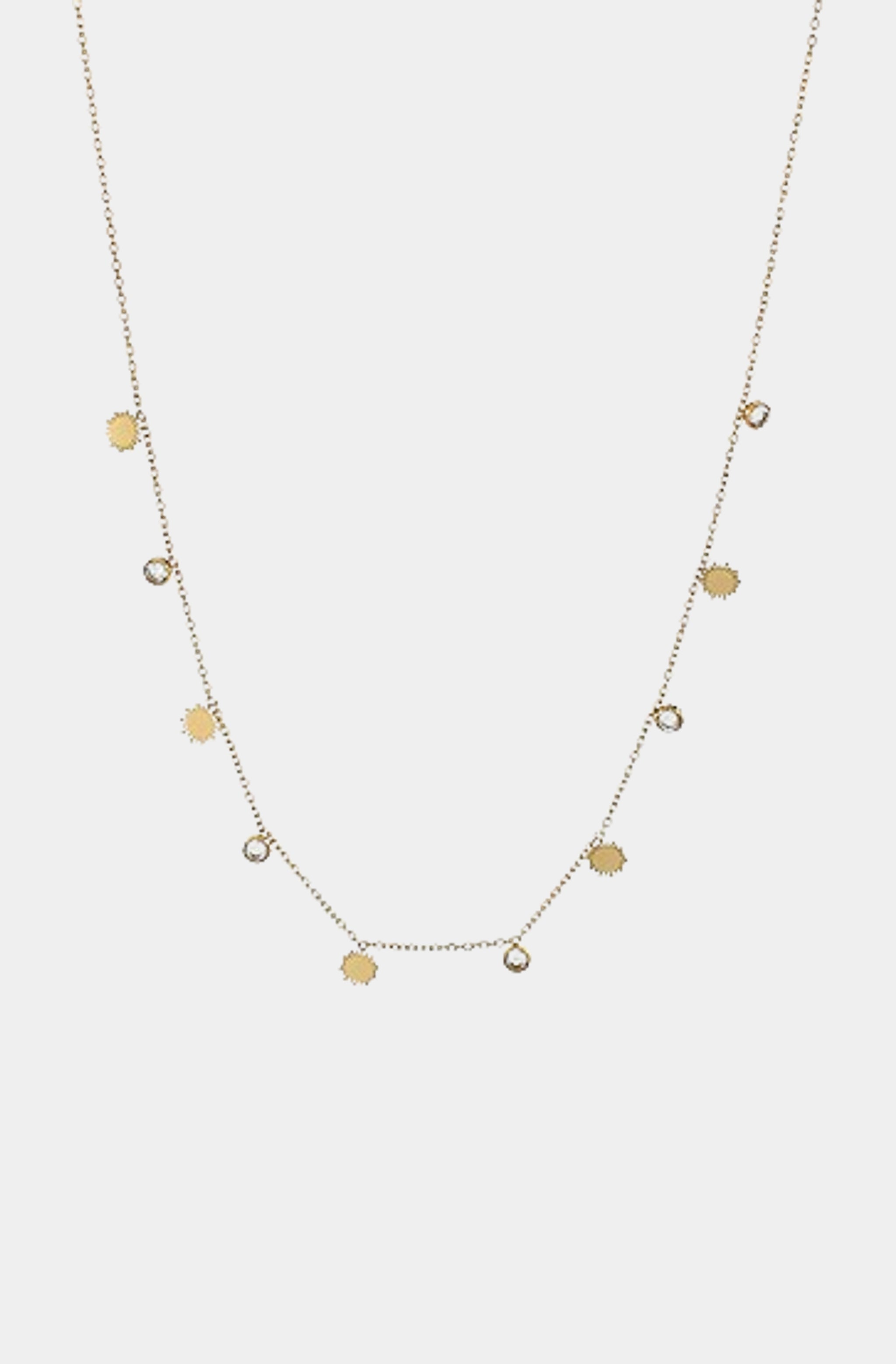 Sunburst &amp; Cz Charm Necklace