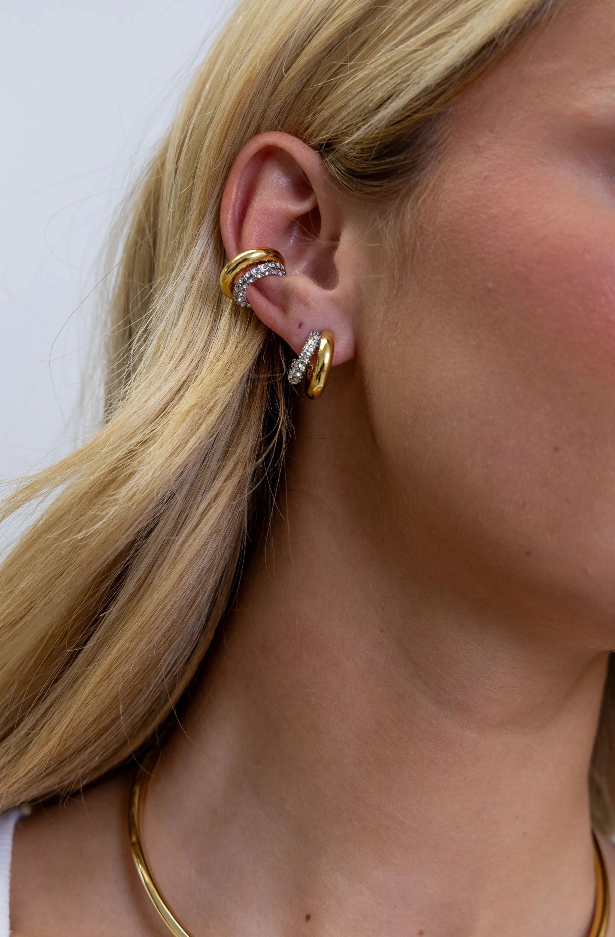 Kendall Two Tone Pave Hoops