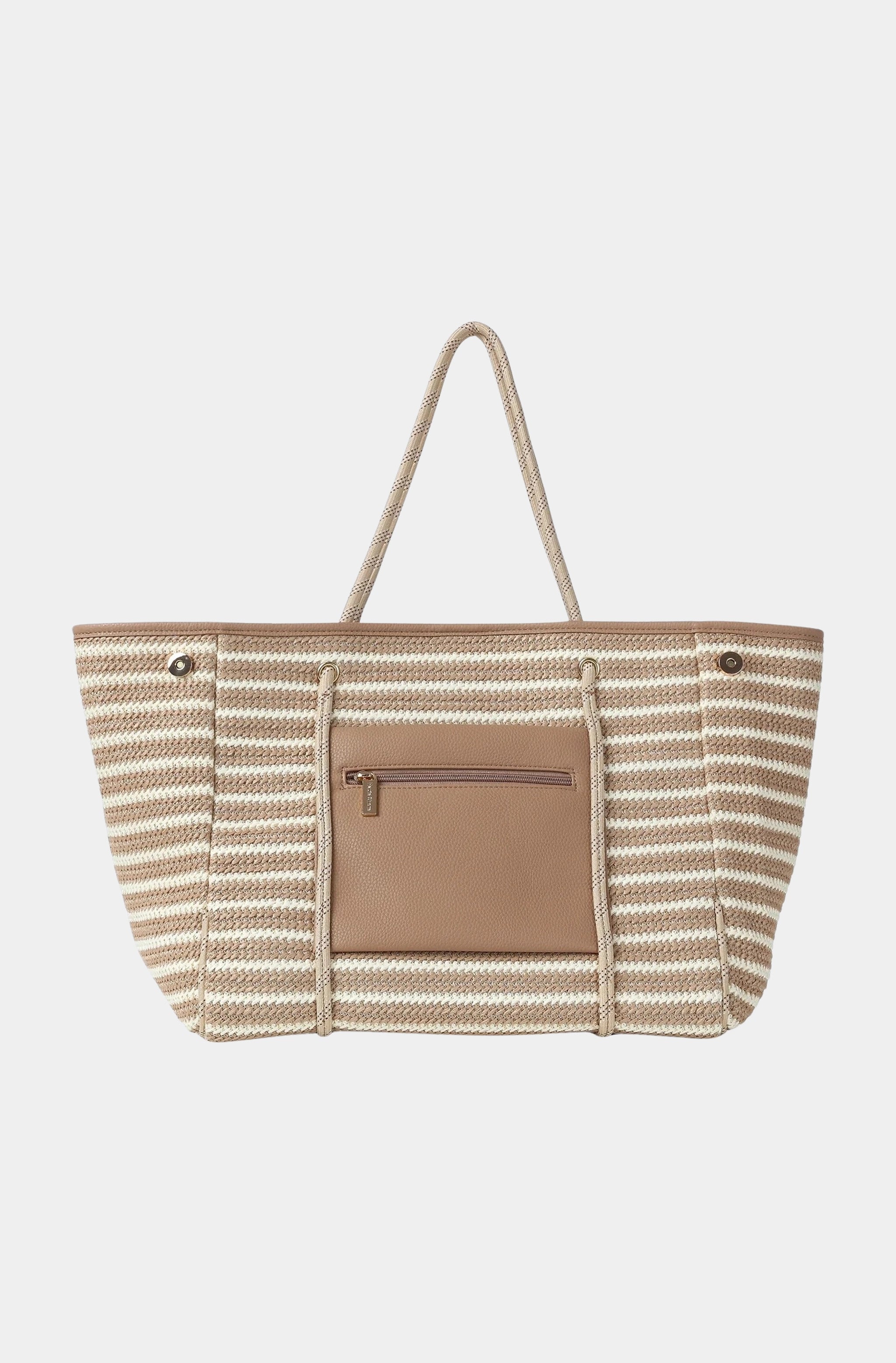 Striped Raffia Tote Bag