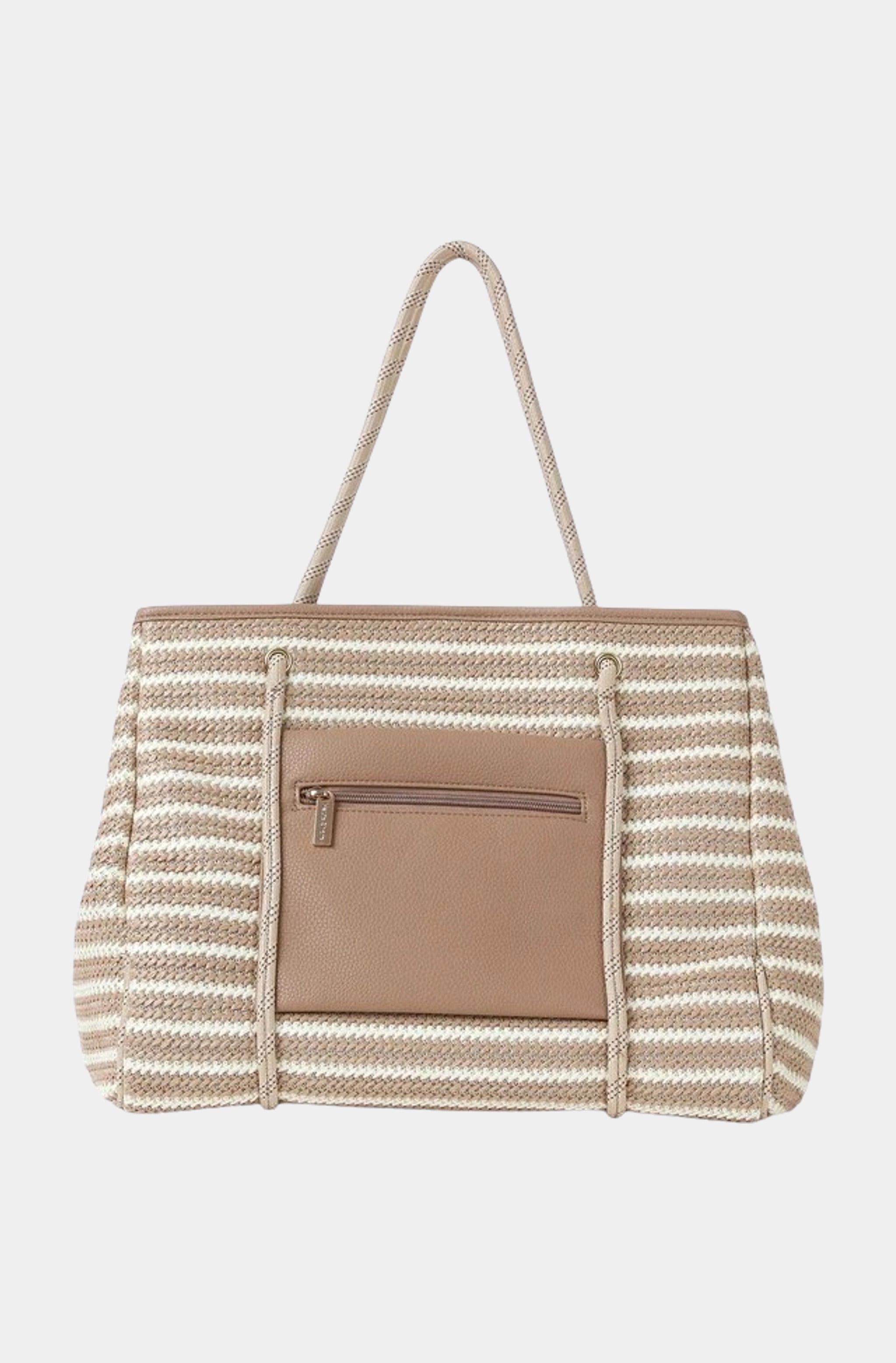 Striped Raffia Tote Bag