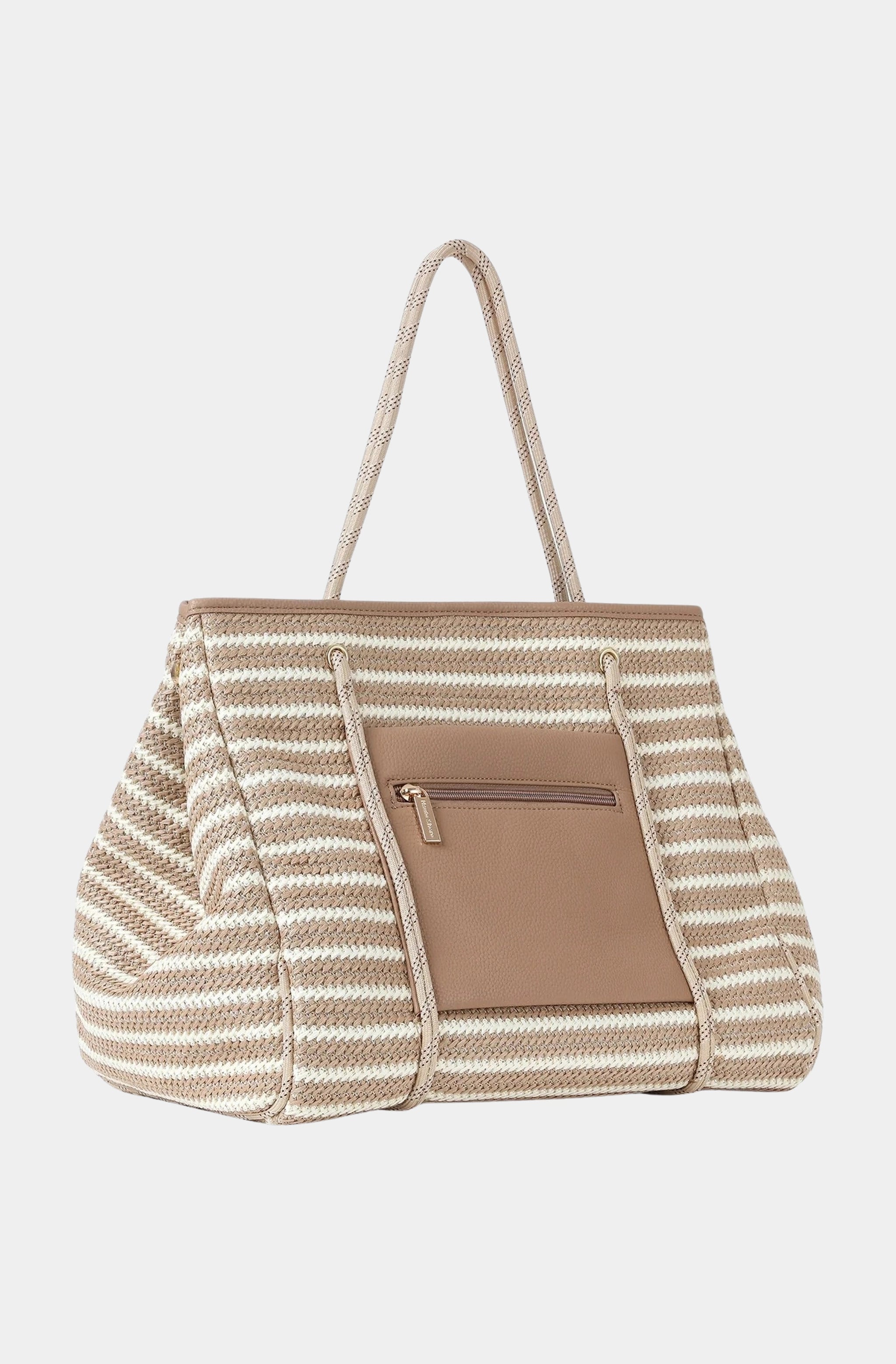 Striped Raffia Tote Bag