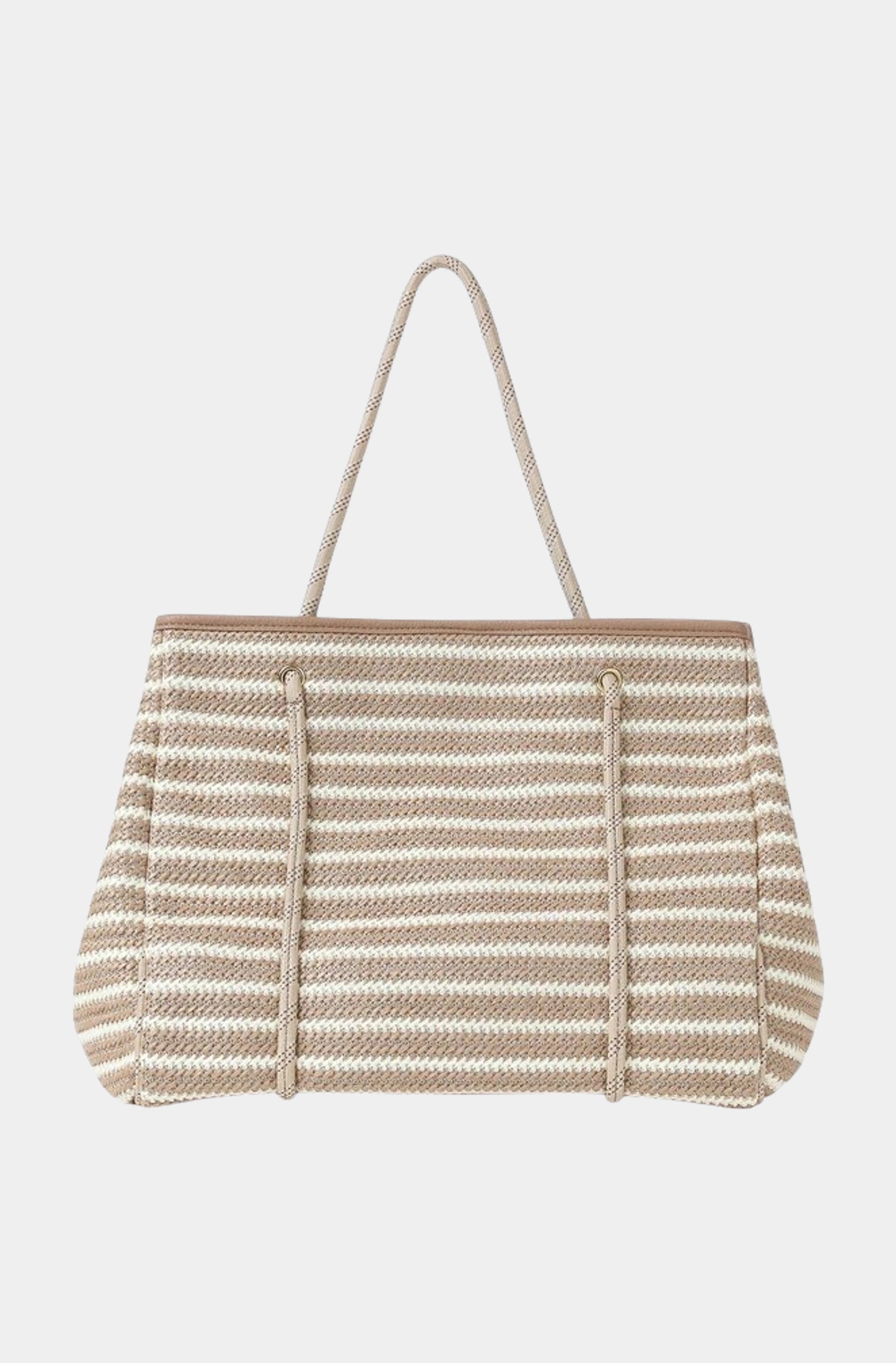 Striped Raffia Tote Bag