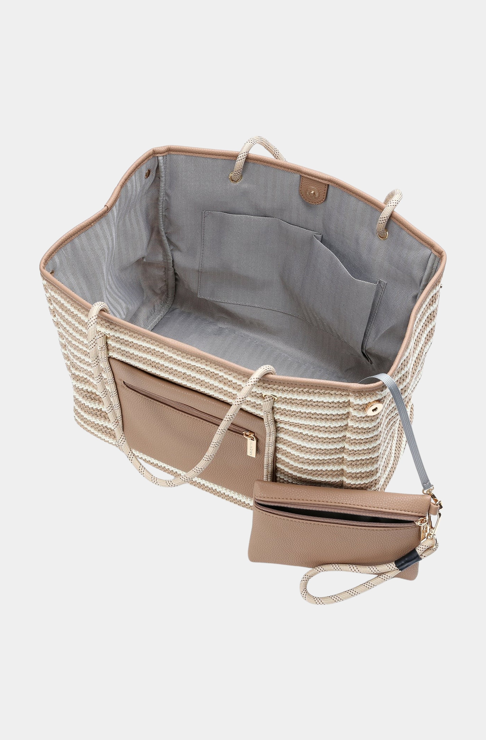 Striped Raffia Tote Bag
