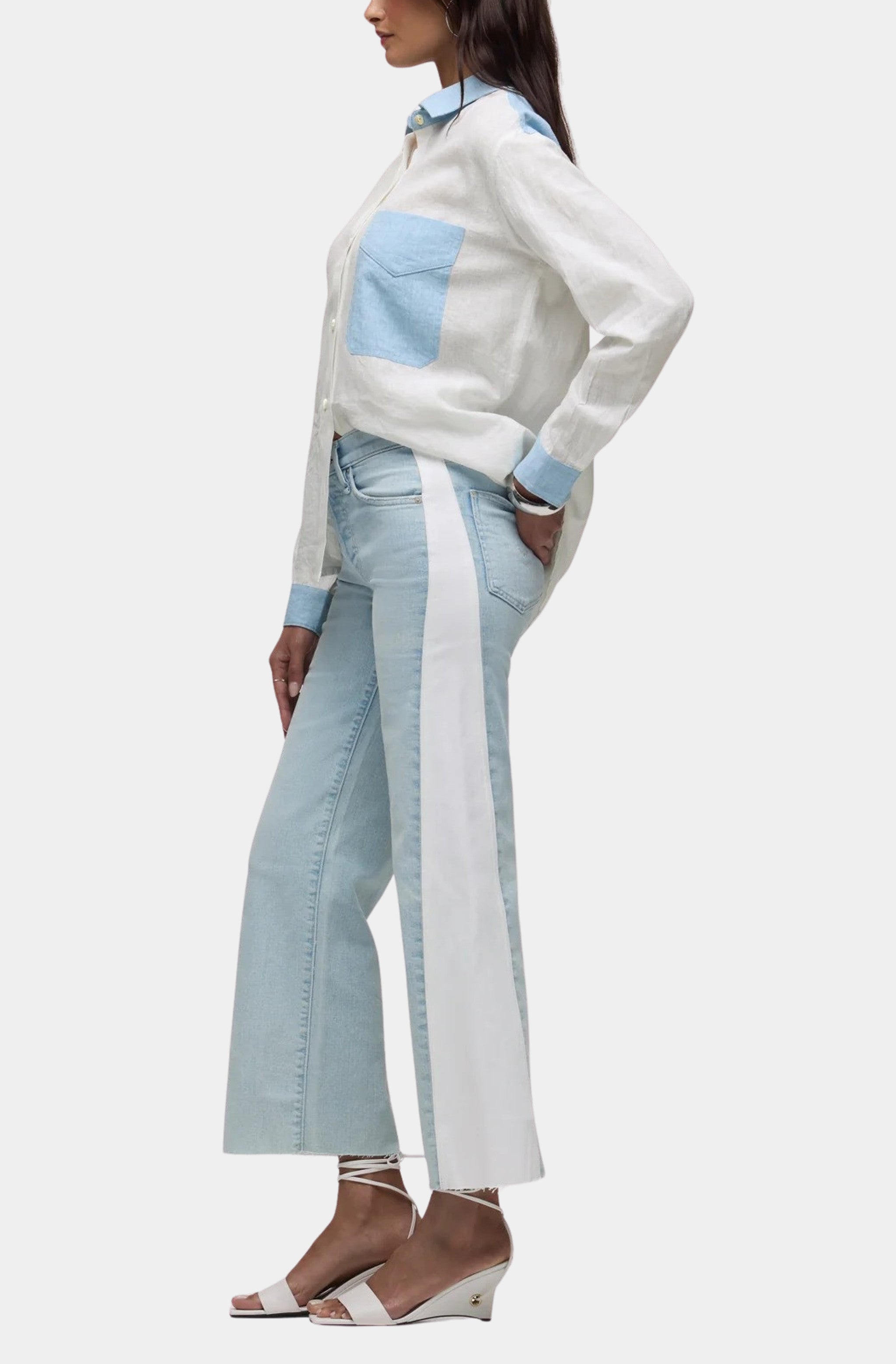 Rosie Seamed Wide Leg Ankle Jeans