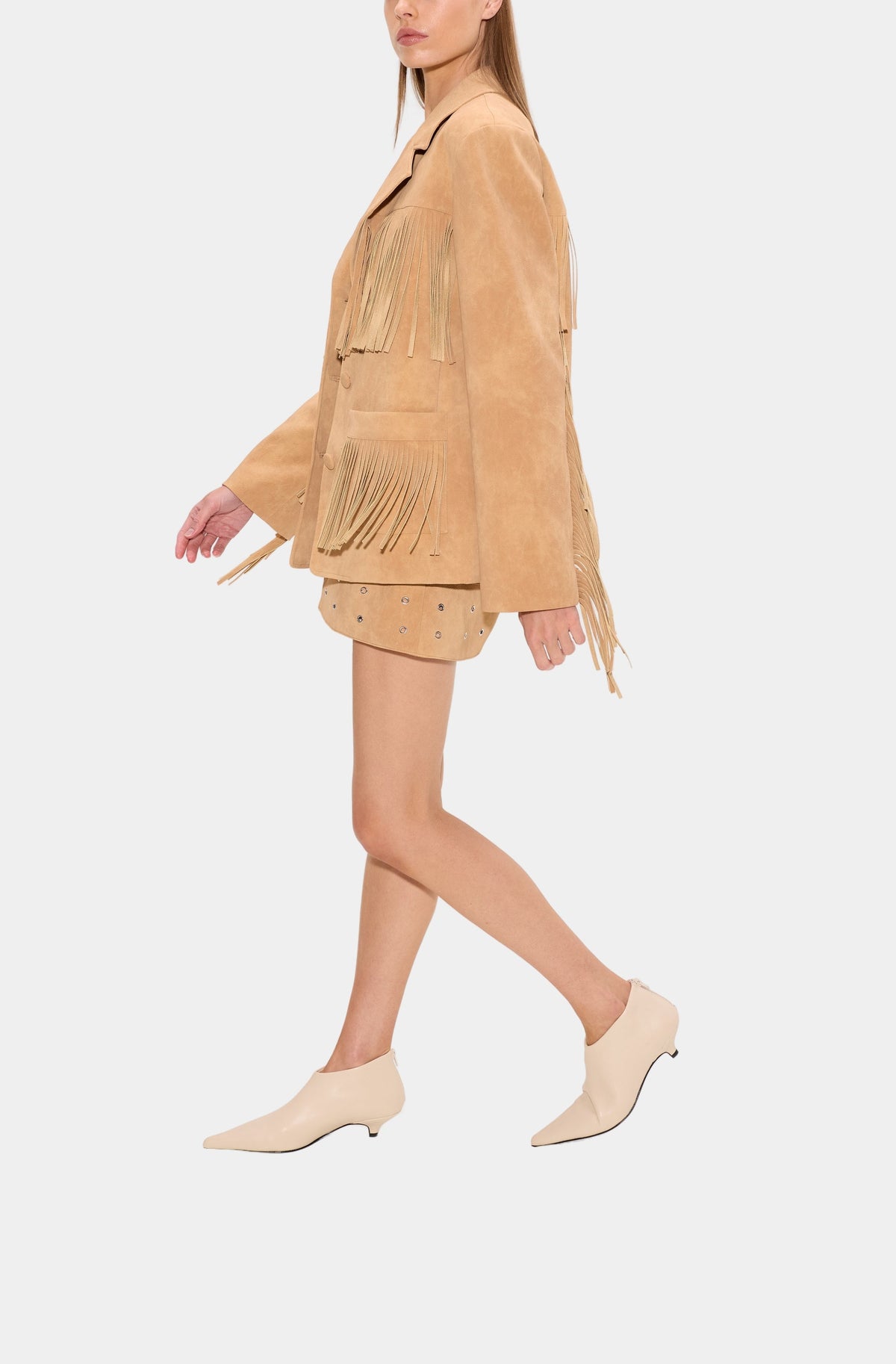 Mabel Vegan Leather Fringe Jacket